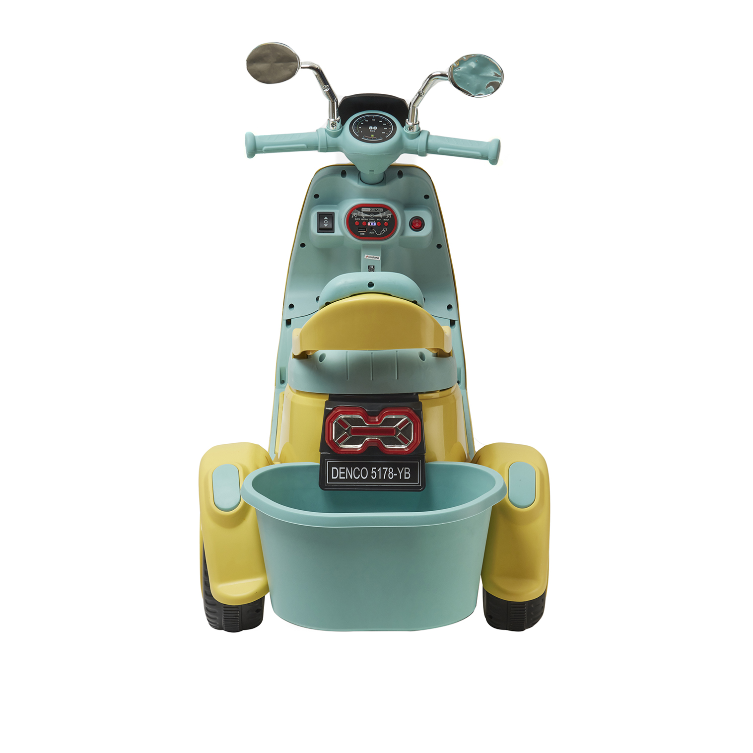 Foto 4 pulgar | Montable Eléctrico Motoneta Denco Toys Amarillo/azul, Control Remoto Bluetooth/usb/aux, Música Luces Led,asiento Doble.
