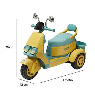 Foto 5 | Montable Eléctrico Motoneta Denco Toys Amarillo/azul, Control Remoto Bluetooth/usb/aux, Música Luces Led,asiento Doble.