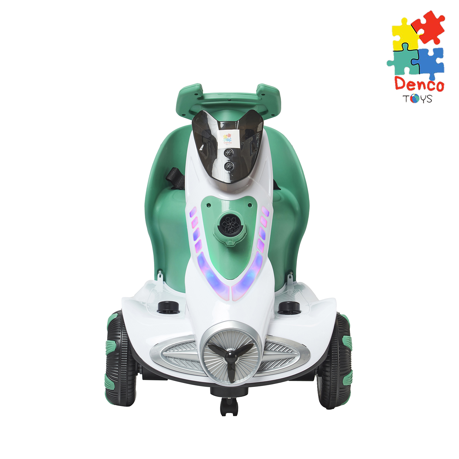 Foto 8 pulgar | Montable Eléctrico Bubbles Denco Toys Verde, Control Remoto Rotación 360° Bluetooth/usb/aux, Burbujas, Música Luces L