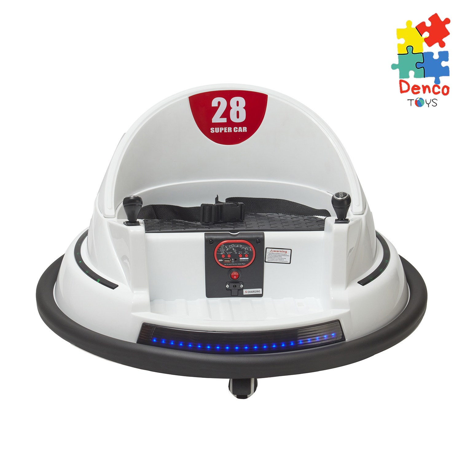 Foto 3 pulgar | Montable Eléctrico Bumper Car Denco Toys Blanco, Control Remoto Rotación 360° Bluetooth/usb/aux Música Luces Led,