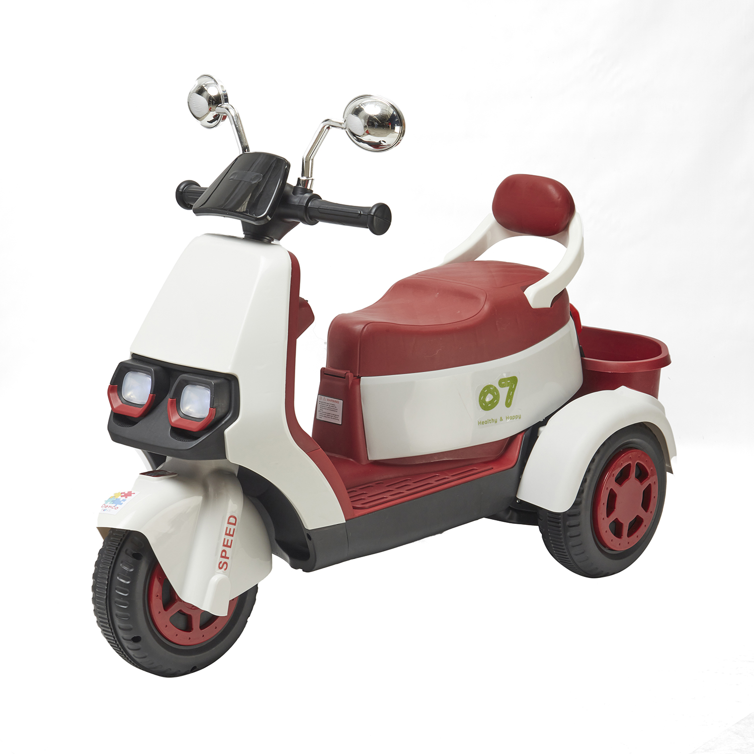 Montable Eléctrico Motoneta Denco Toys Blanco/rojo, Control Remoto Bluetooth/usb/aux, Música Luces Led,asiento Doble.