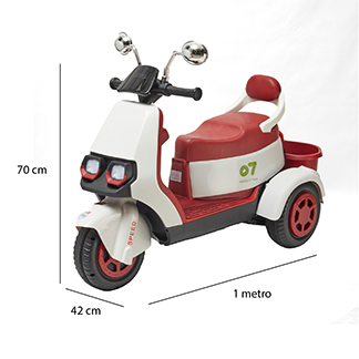 Foto 5 | Montable Eléctrico Motoneta Denco Toys Blanco/rojo, Control Remoto Bluetooth/usb/aux, Música Luces Led,asiento Doble.