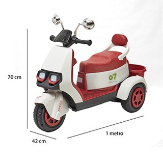 Foto 5 | Montable Eléctrico Motoneta Denco Toys Blanco/rojo, Control Remoto Bluetooth/usb/aux, Música Luces Led,asiento Doble.