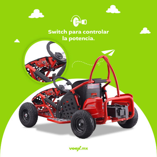 Foto 6 pulgar | Carrito Eléctrico Infantil Flash 48v 12ah 1000w Rojo