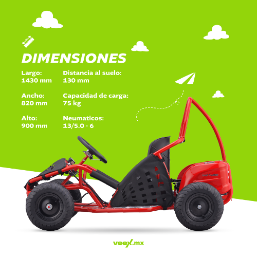 Foto 7 pulgar | Carrito Eléctrico Infantil Flash 48v 12ah 1000w Rojo