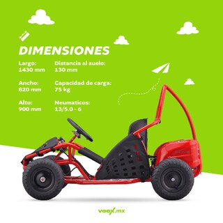Foto 6 | Carrito Eléctrico Infantil Flash 48v 12ah 1000w Rojo