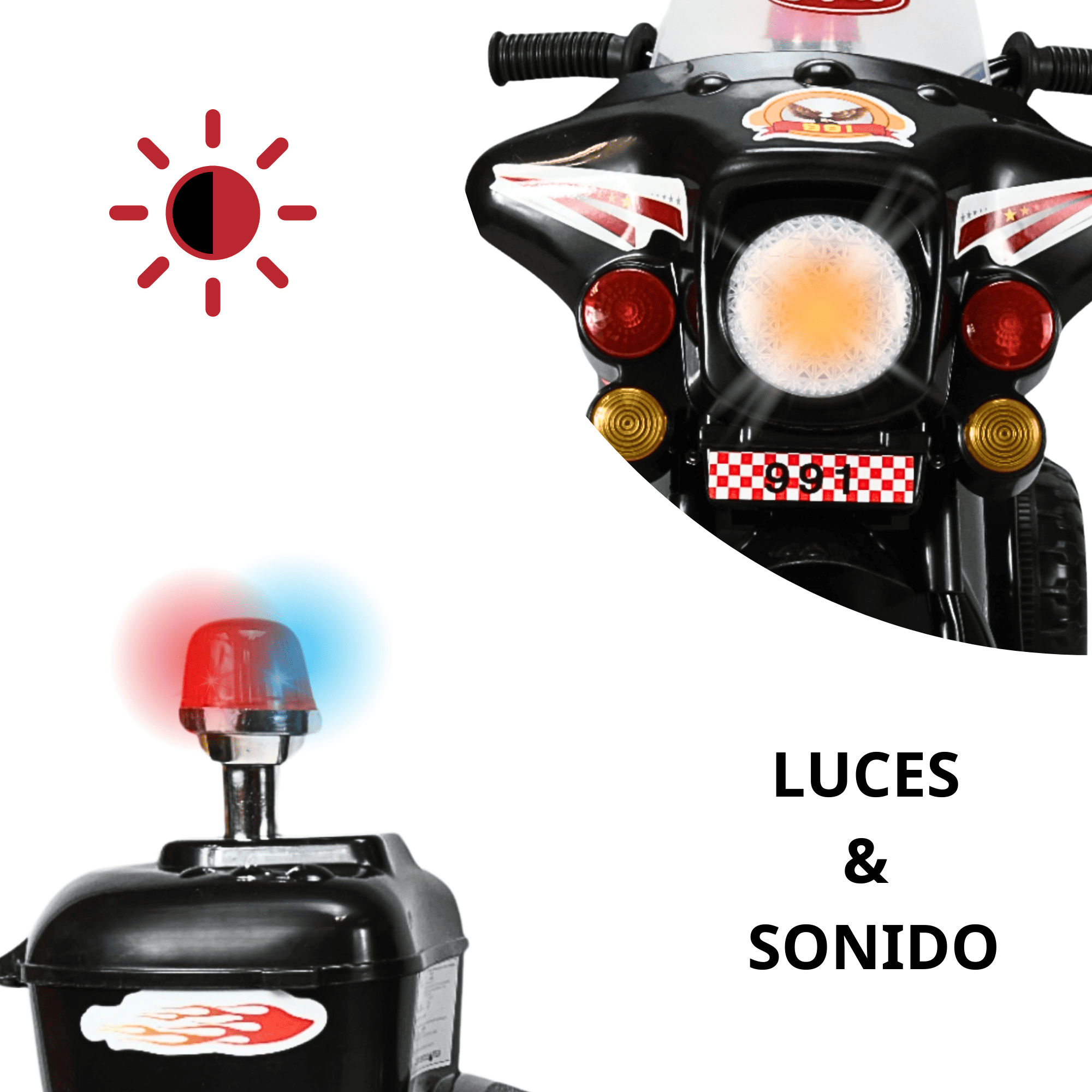 Foto 2 | Moto Montable Eléctrica Para Niños Con Luces Y Sonido Bateria Recargable De 6v - Negro