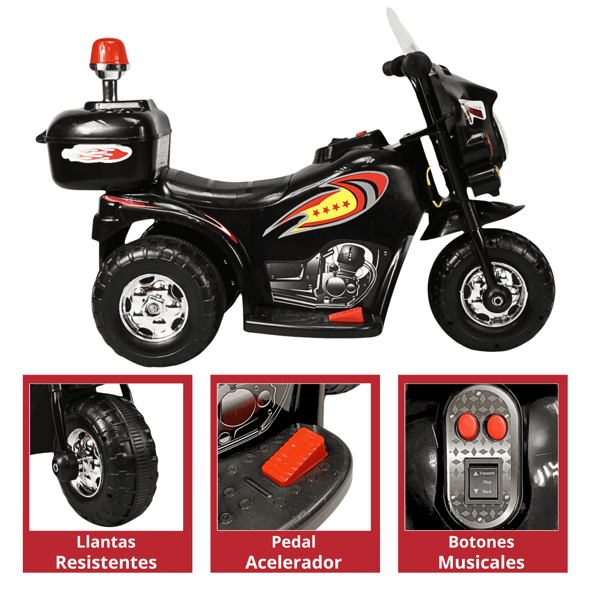 Foto 5 pulgar | Moto Montable Eléctrica Para Niños Con Luces Y Sonido Bateria Recargable De 6v - Negro