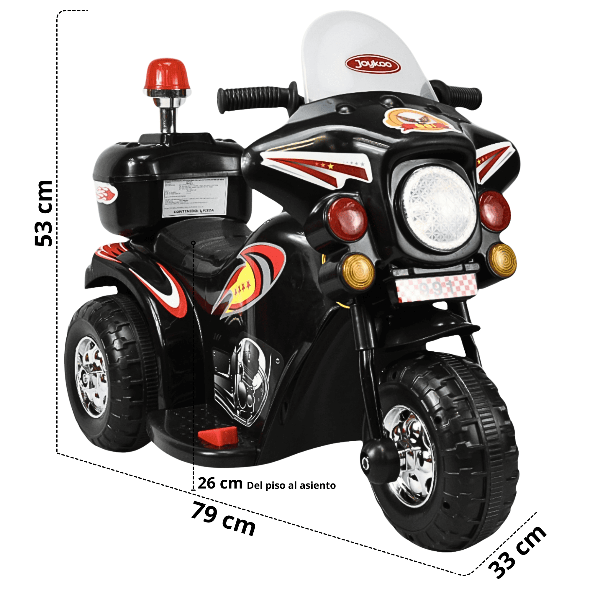 Foto 6 pulgar | Moto Montable Eléctrica Para Niños Con Luces Y Sonido Bateria Recargable De 6v - Negro