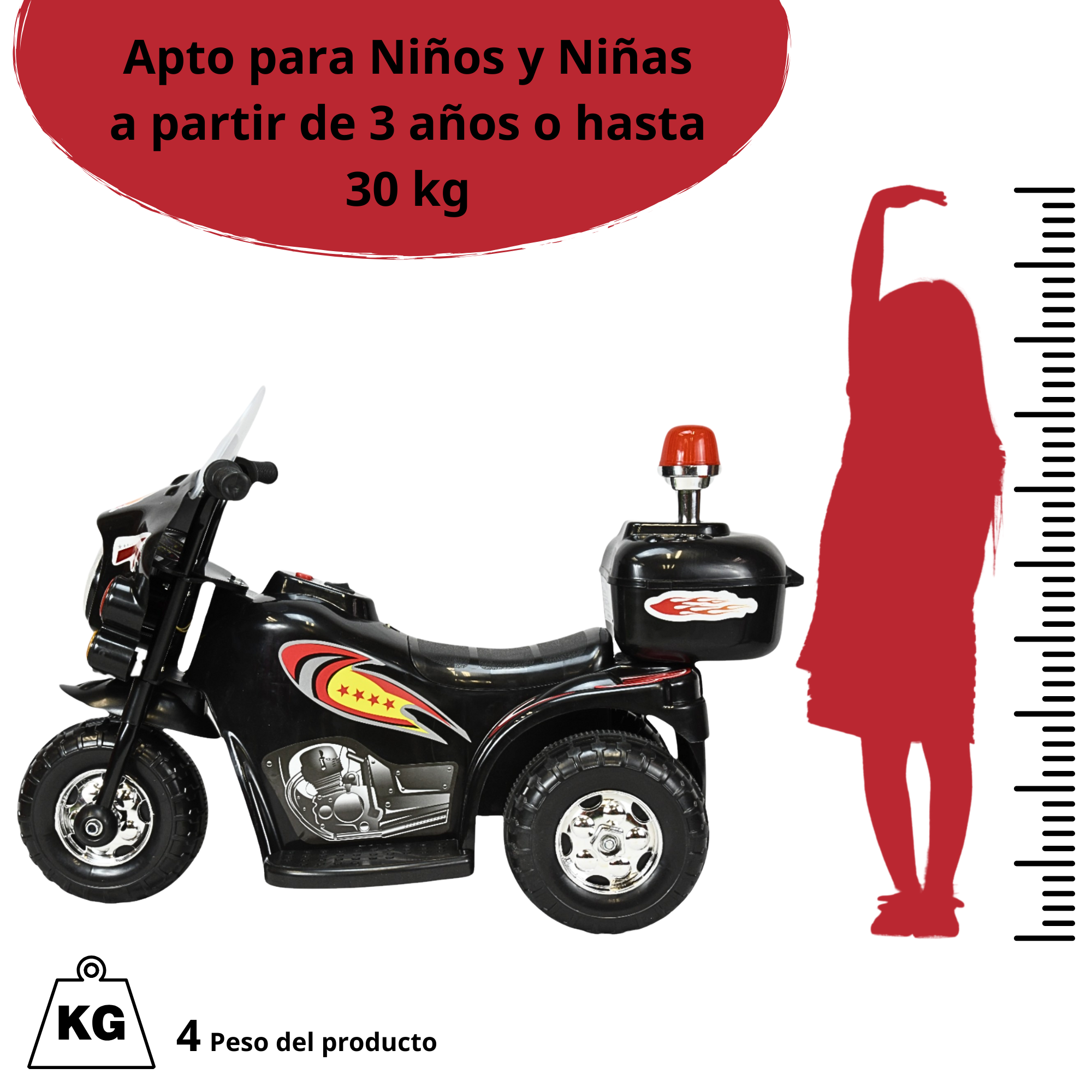 Foto 7 pulgar | Moto Montable Eléctrica Para Niños Con Luces Y Sonido Bateria Recargable De 6v - Negro
