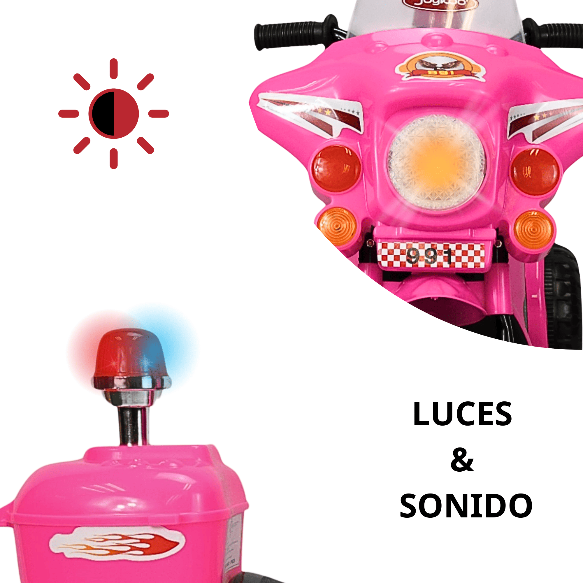 Foto 2 | Moto Montable Eléctrica Para Niños Con Luces Y Sonido Bateria Recargable De 6v - Rosa