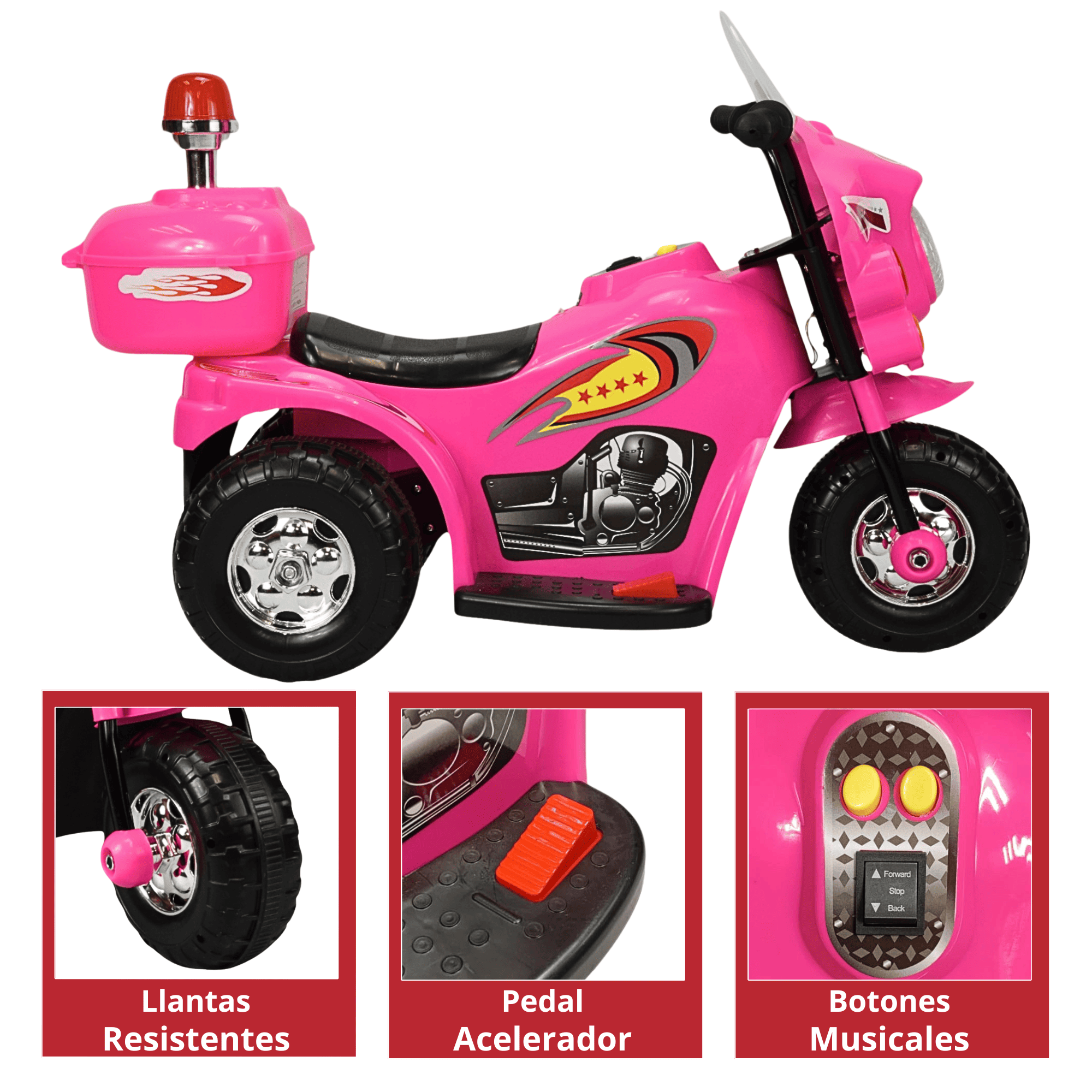 Foto 5 pulgar | Moto Montable Eléctrica Para Niños Con Luces Y Sonido Bateria Recargable De 6v - Rosa