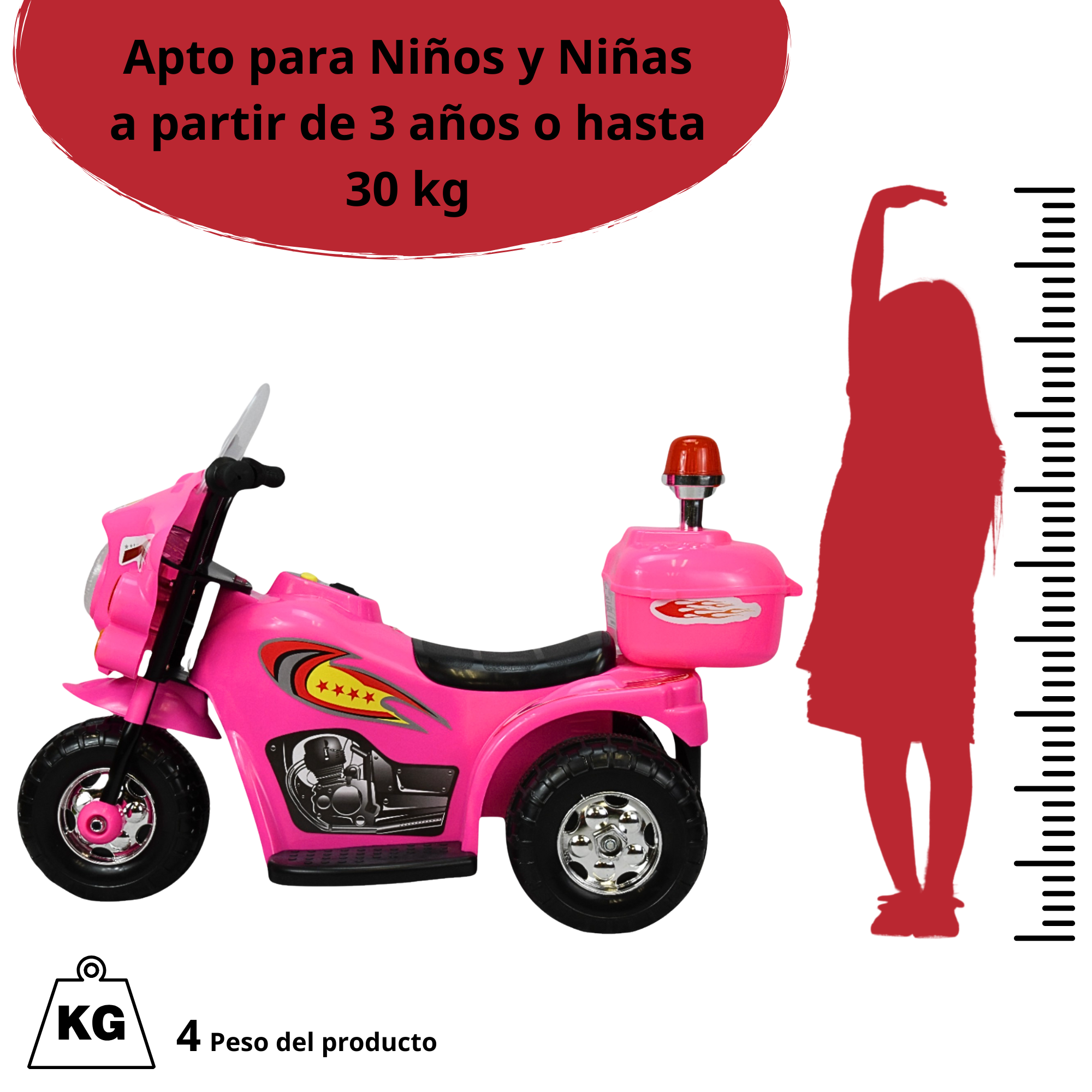 Foto 7 pulgar | Moto Montable Eléctrica Para Niños Con Luces Y Sonido Bateria Recargable De 6v - Rosa
