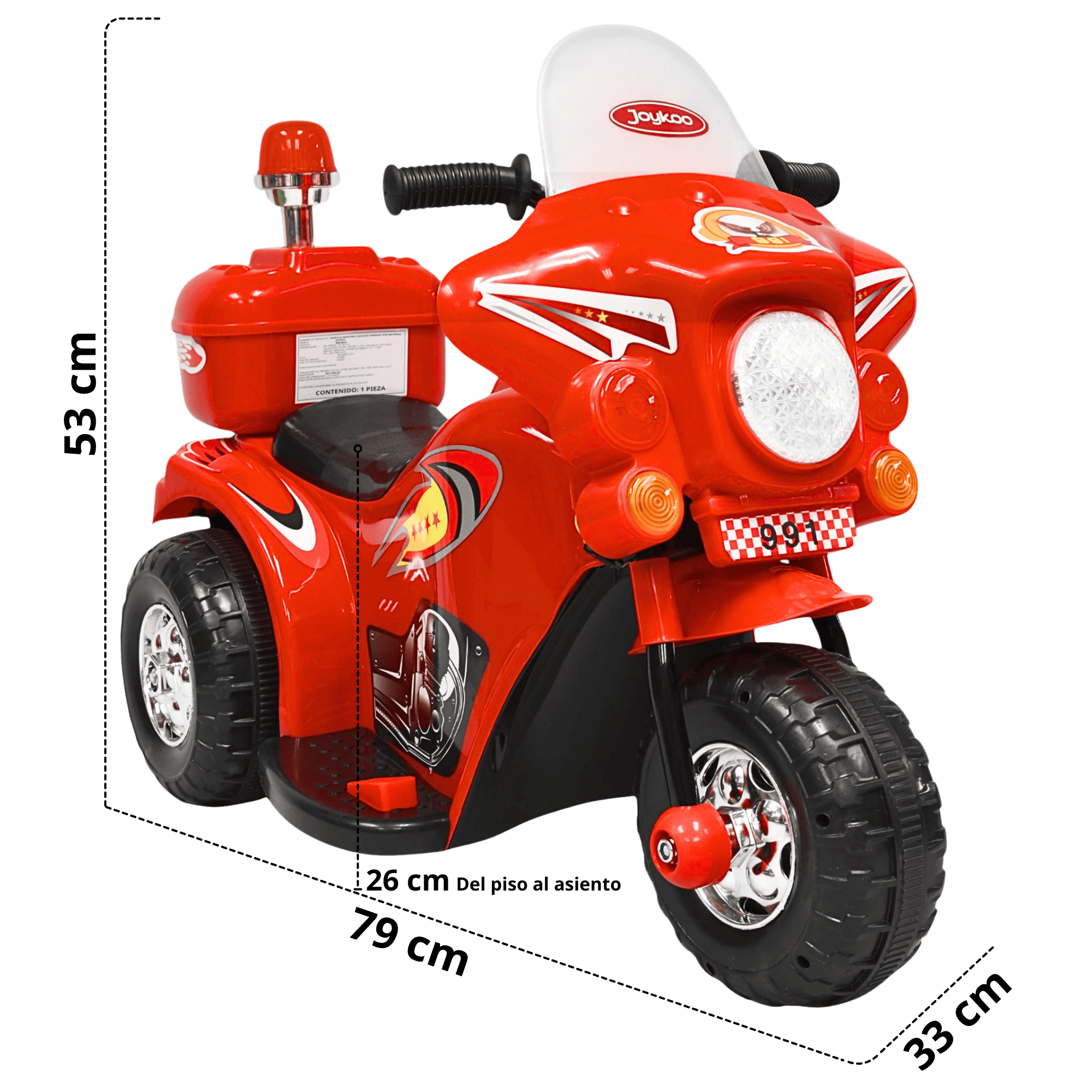 Foto 5 | Moto Montable Eléctrica Para Niños Con Luces Y Sonido Bateria Recargable De 6v - Rojo