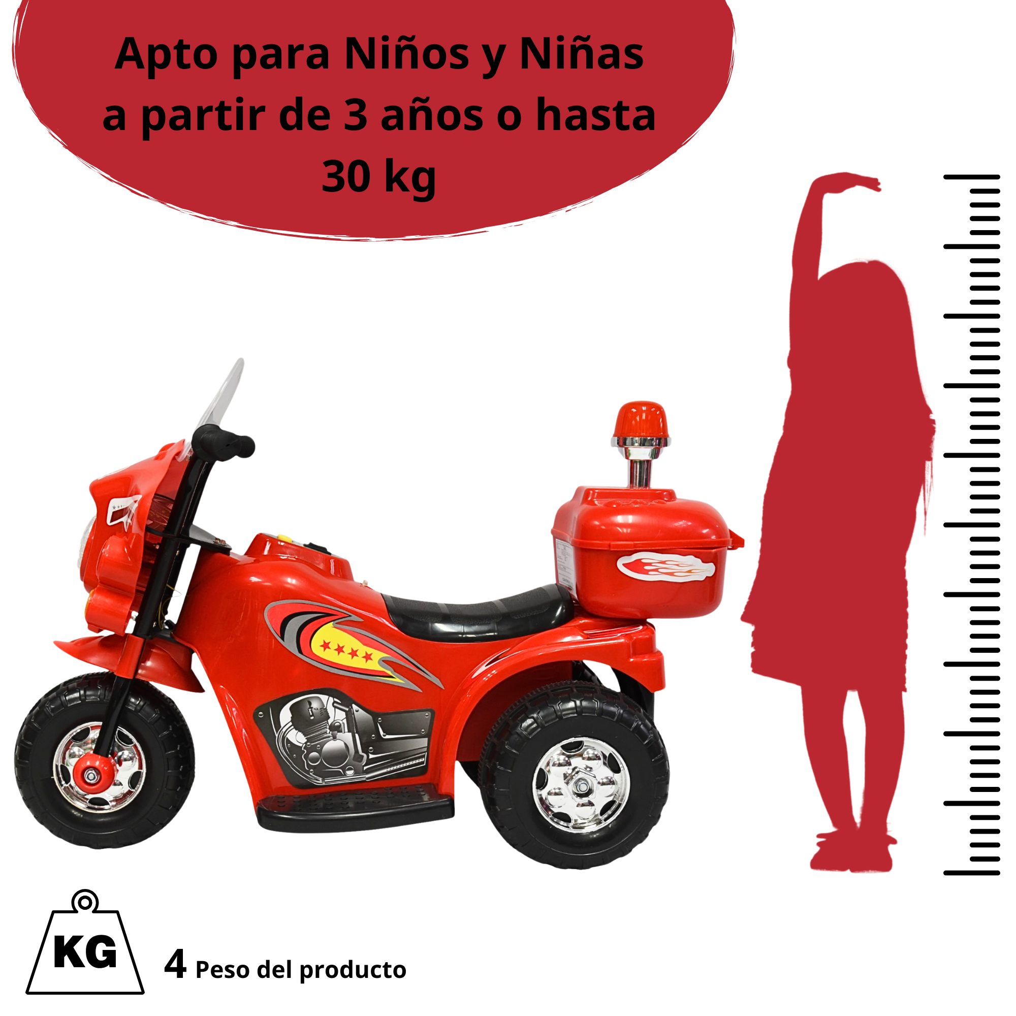 Foto 6 | Moto Montable Eléctrica Para Niños Con Luces Y Sonido Bateria Recargable De 6v - Rojo