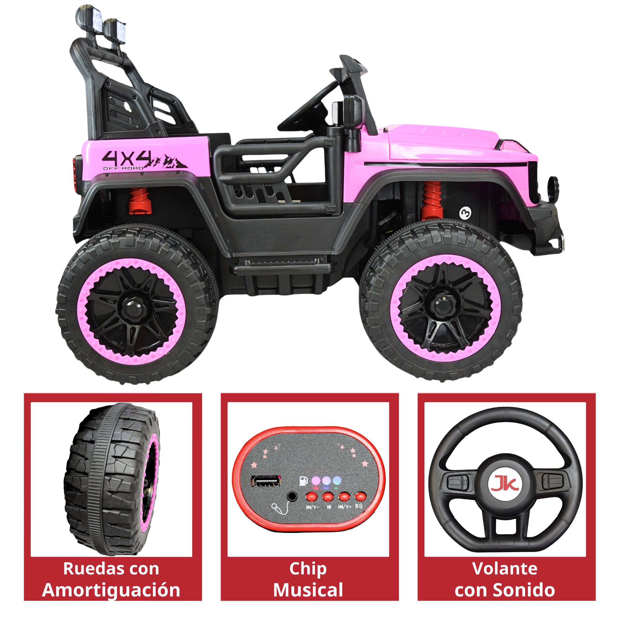 Foto 6 pulgar | Montable Eléctrico Camioneta 4x4 Para Niños Luz Sonido Bluetooth Control Remoto 12v