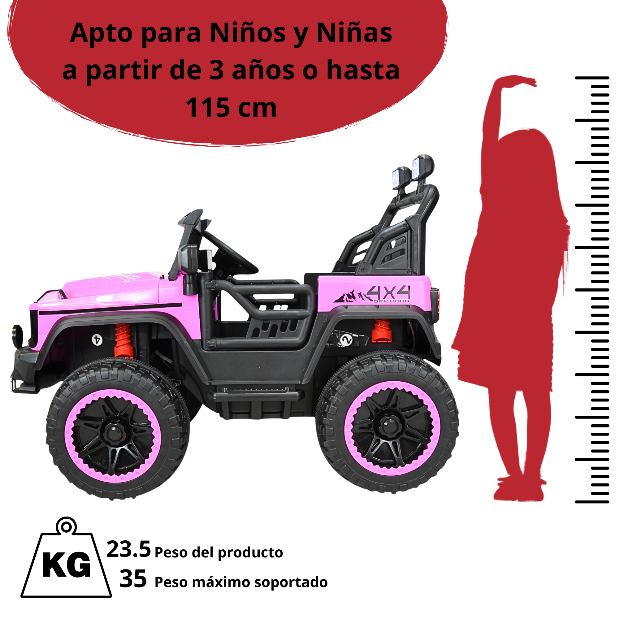 Foto 7 pulgar | Montable Eléctrico Camioneta 4x4 Para Niños Luz Sonido Bluetooth Control Remoto 12v