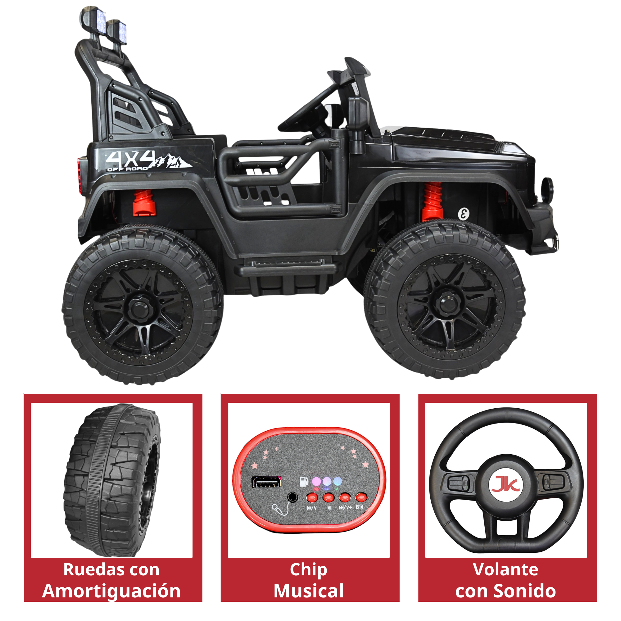 Foto 5 | Montable Eléctrico Camioneta 4x4 Para Niños Luz Sonido Bluetooth Control Remoto 12v