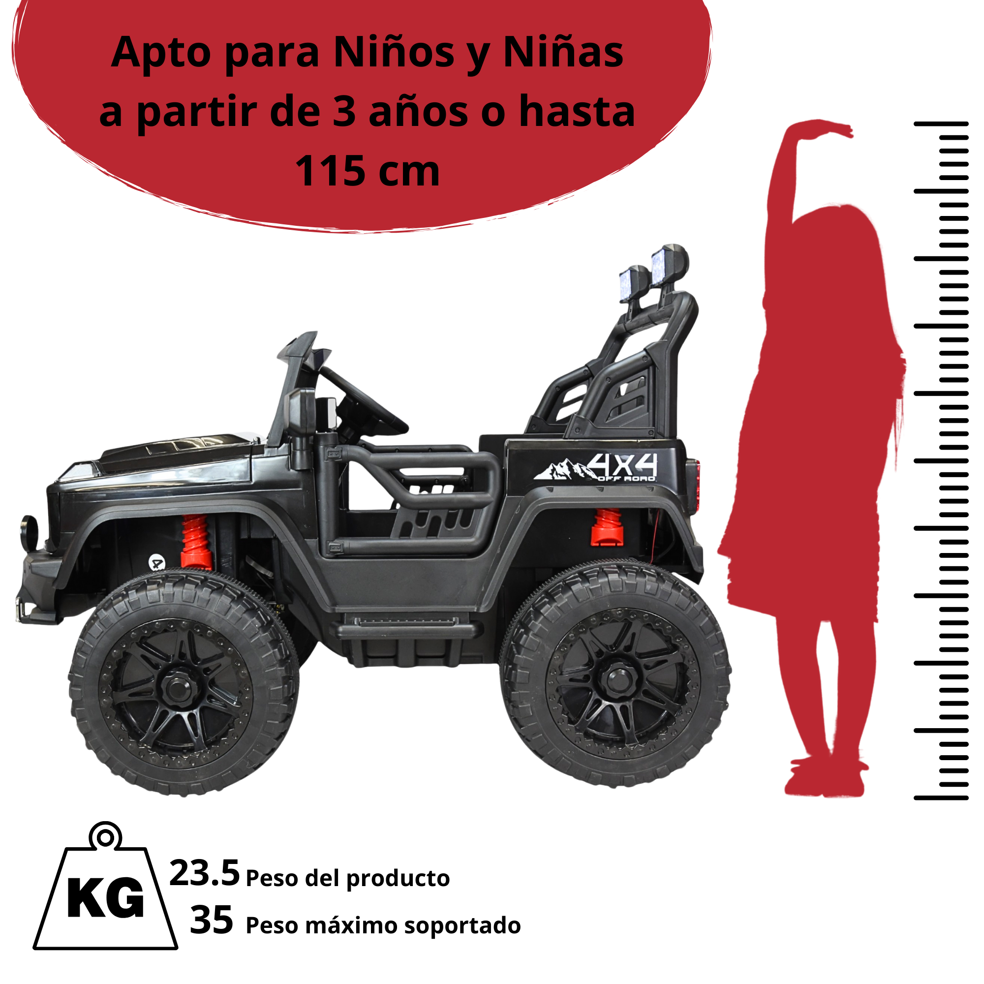 Foto 7 pulgar | Montable Eléctrico Camioneta 4x4 Para Niños Luz Sonido Bluetooth Control Remoto 12v