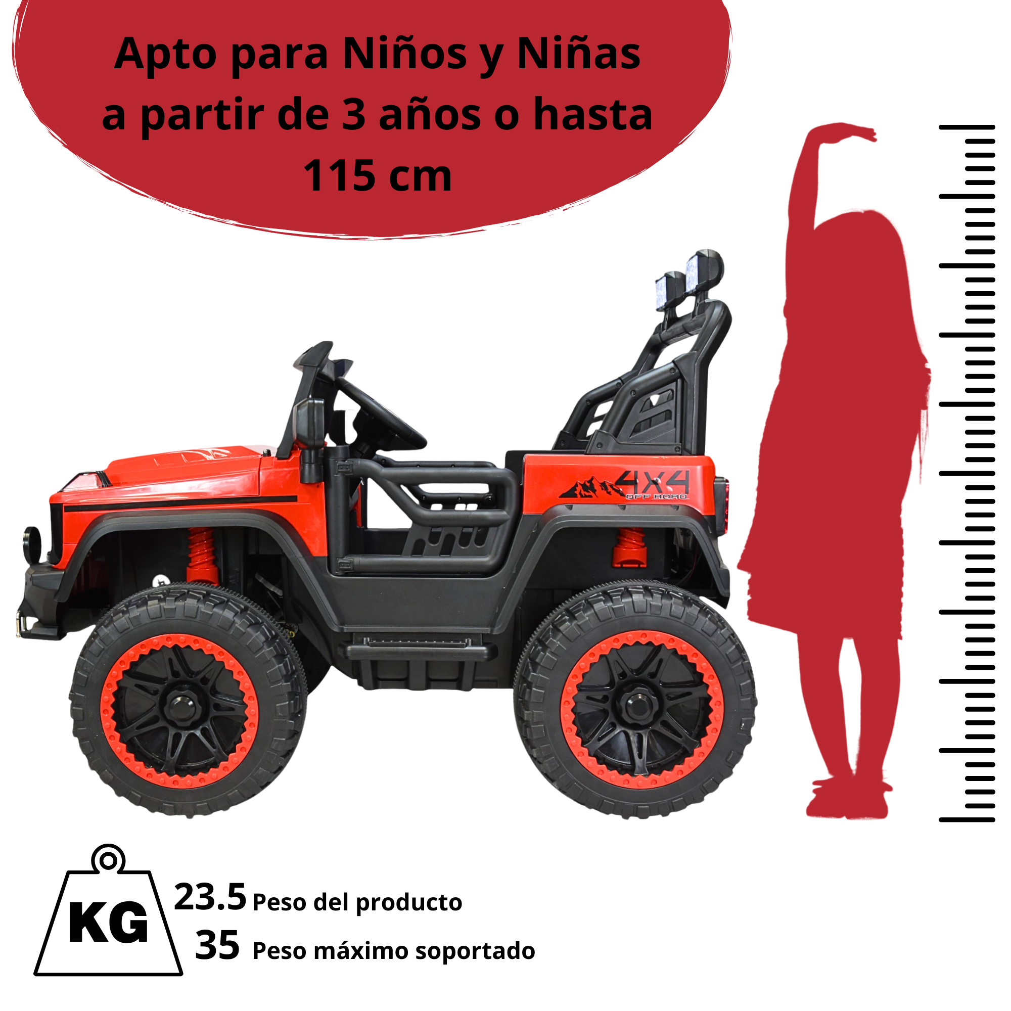 Foto 7 pulgar | Montable Eléctrico Camioneta 4x4 Para Niños Luz Sonido Bluetooth Control Remoto 12v