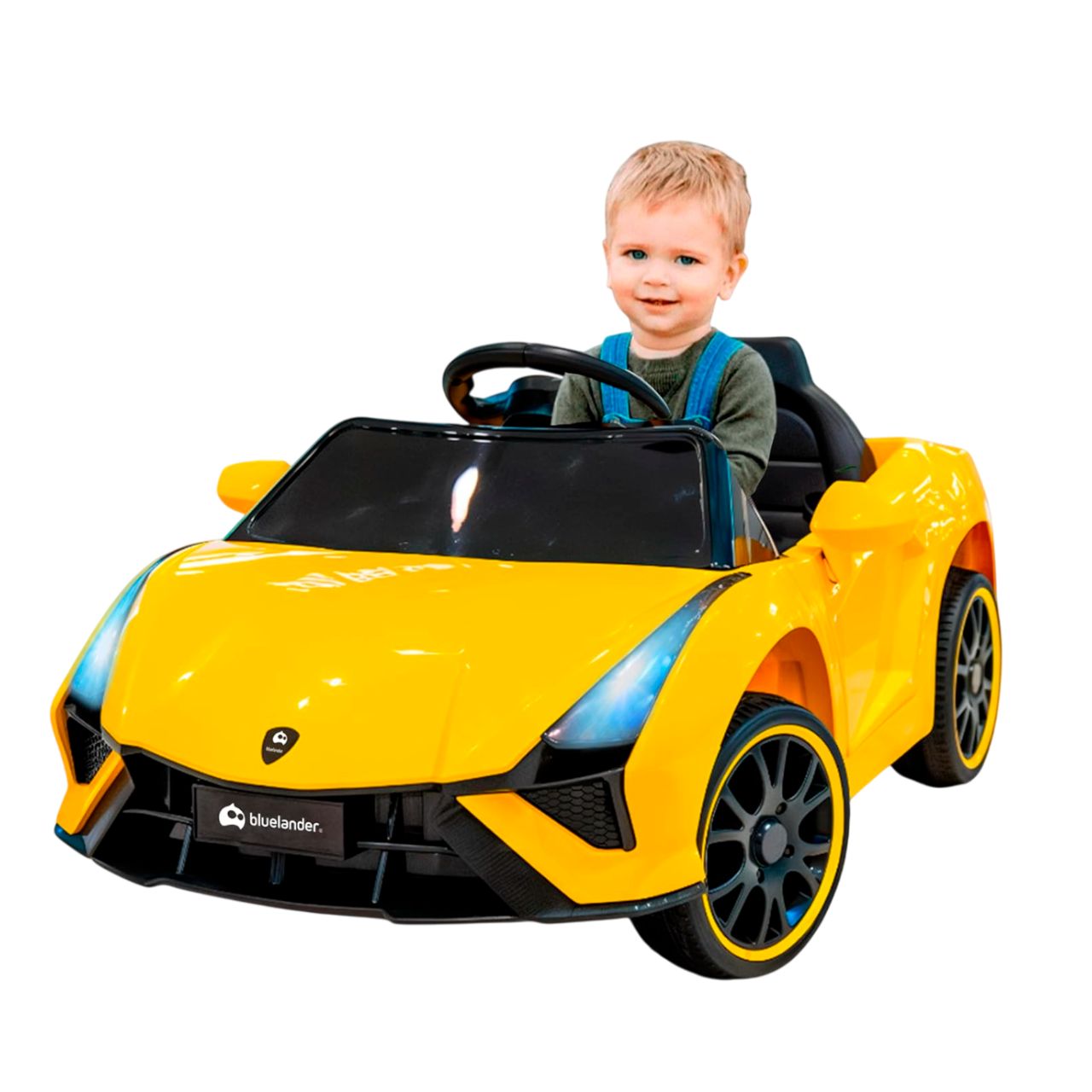 Foto 3 pulgar | Carro Eléctrico Tipo Lamborghini Bluelander Amarillo Con Control Remoto