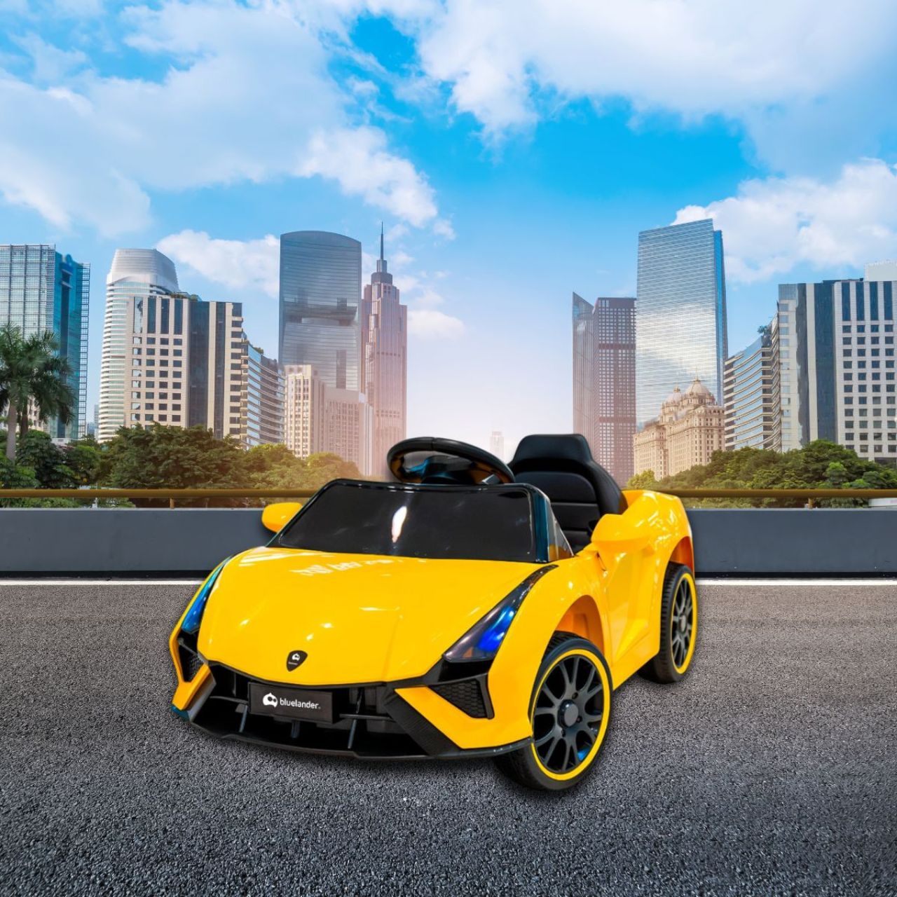 Foto 4 pulgar | Carro Eléctrico Tipo Lamborghini Bluelander Amarillo Con Control Remoto