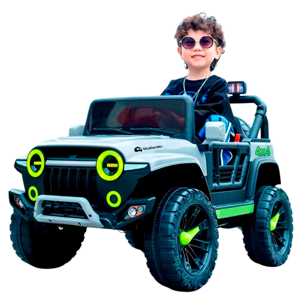 Foto 3 pulgar | Carro Eléctrico Tipo Jeep Montable Bluelander Gris Con Luz Led Y Control Remoto