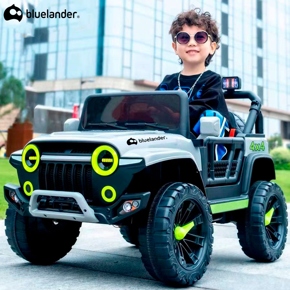 Foto 4 pulgar | Carro Eléctrico Tipo Jeep Montable Bluelander Gris Con Luz Led Y Control Remoto