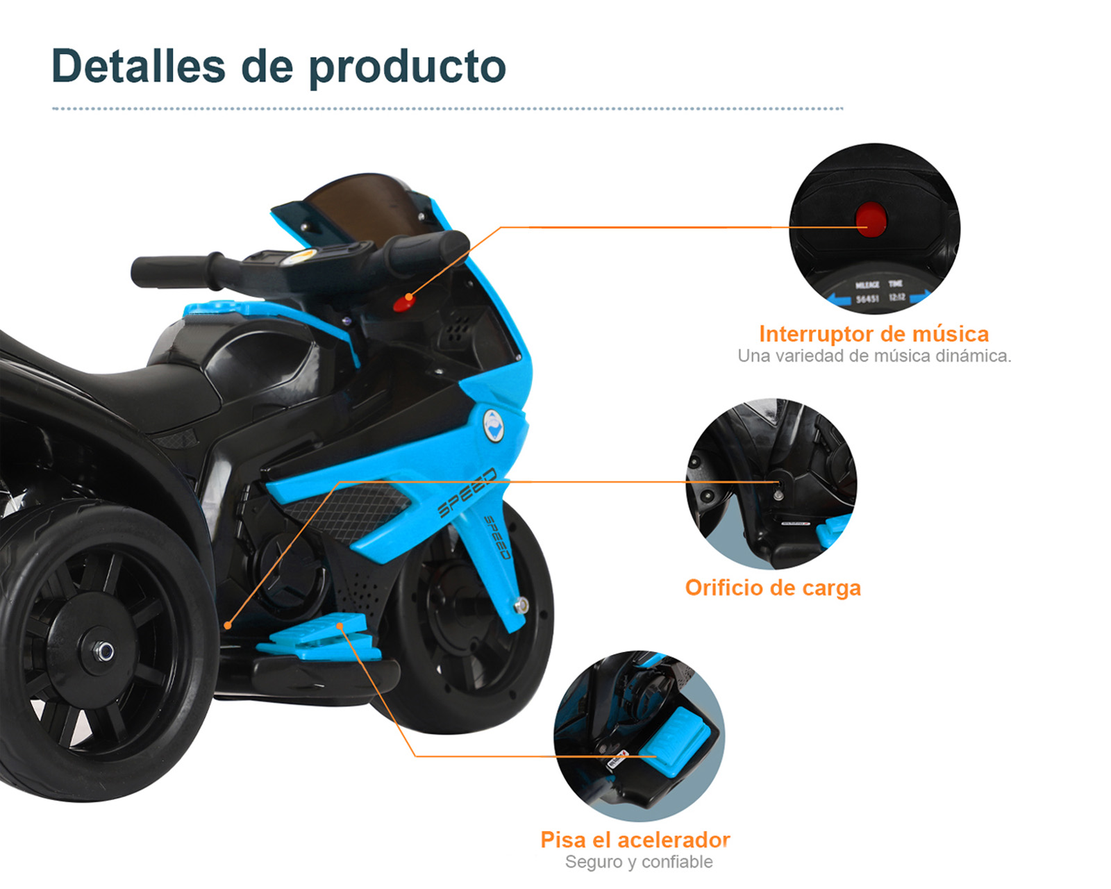 Foto 5 pulgar | Moto Montable Eléctrica Infantil Basitex Azul