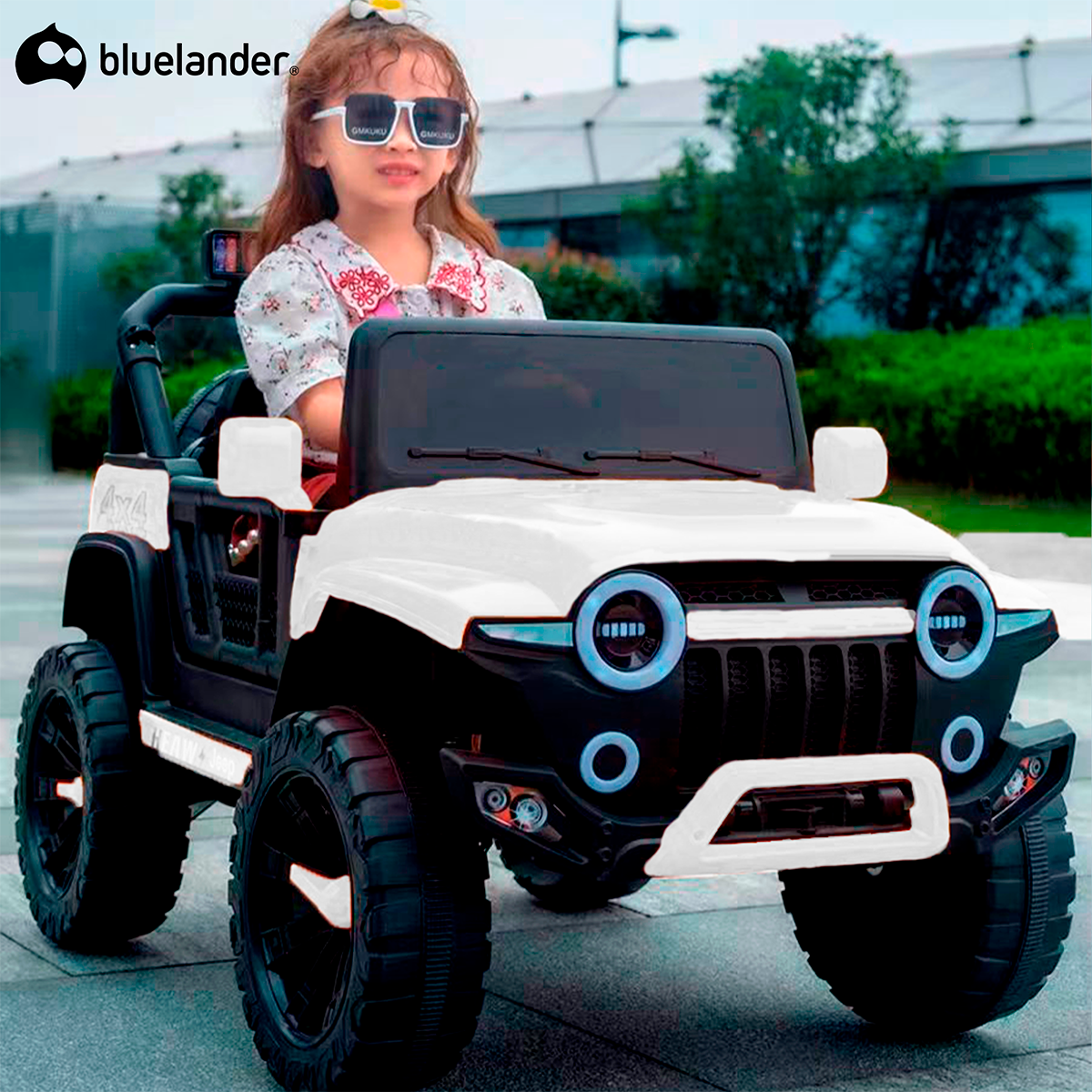 Foto 5 pulgar | Carro Eléctrico Tipo Jeep Montable Bluelander Blanco Con  Luz Led Y Control Remoto