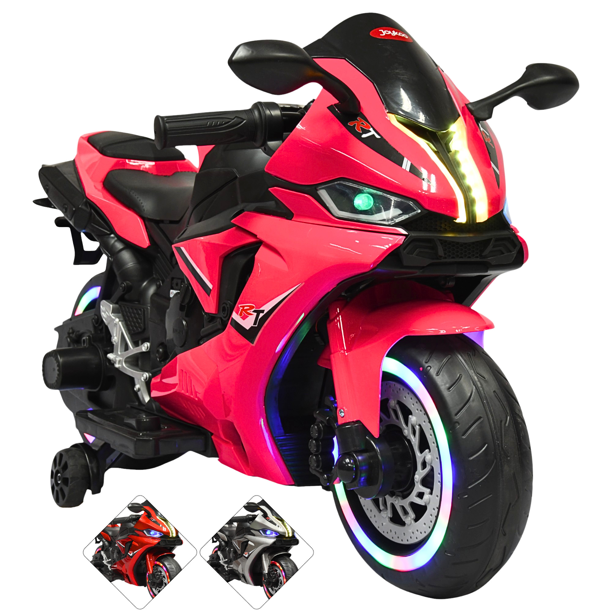 Moto Montable Eléctrica Para Niños Luces Led Sonido Batería 12v Ruedas Con Luz - Rosa