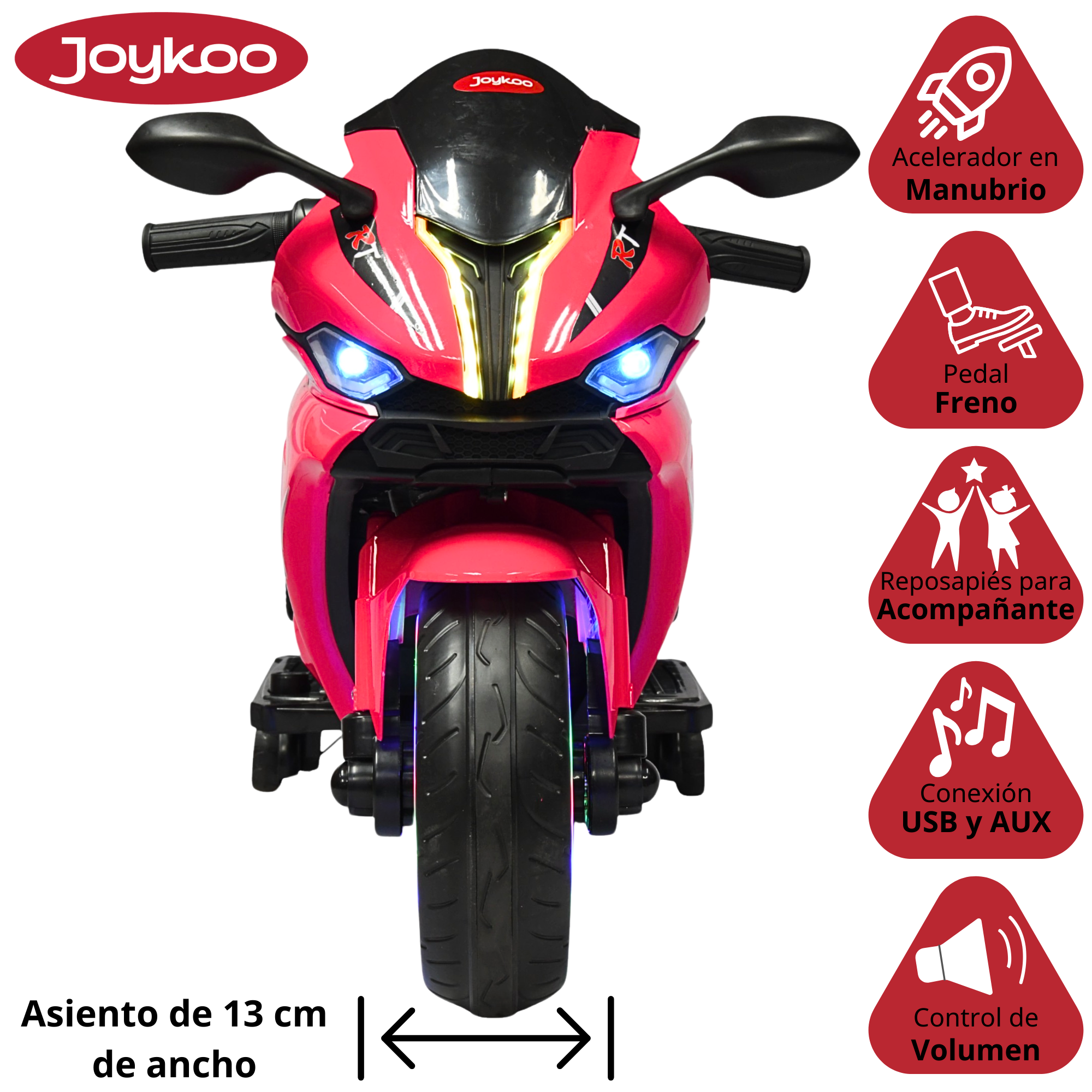 Foto 4 pulgar | Moto Montable Eléctrica Para Niños Luces Led Sonido Batería 12v Ruedas Con Luz - Rosa