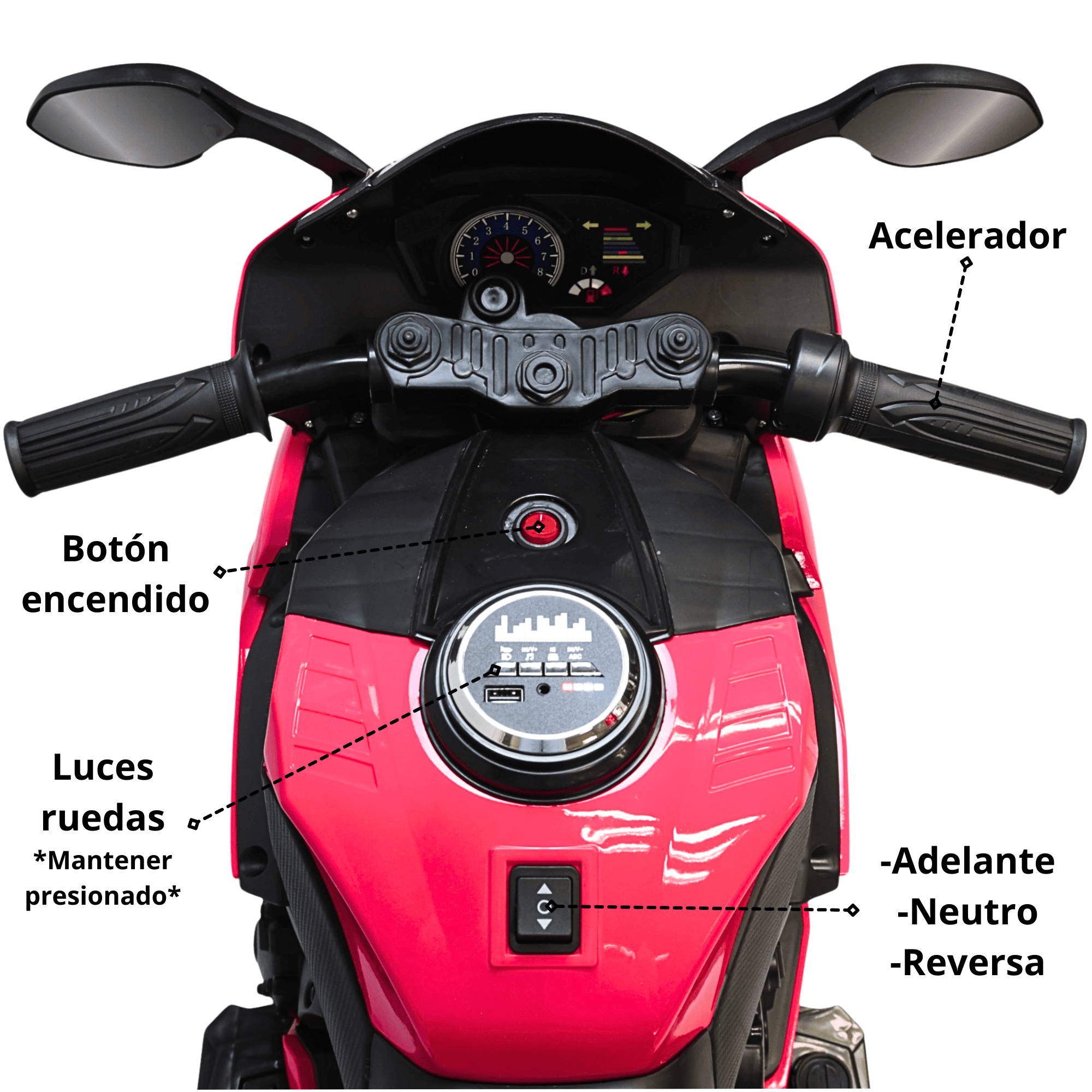 Foto 8 pulgar | Moto Montable Eléctrica Para Niños Luces Led Sonido Batería 12v Ruedas Con Luz - Rosa