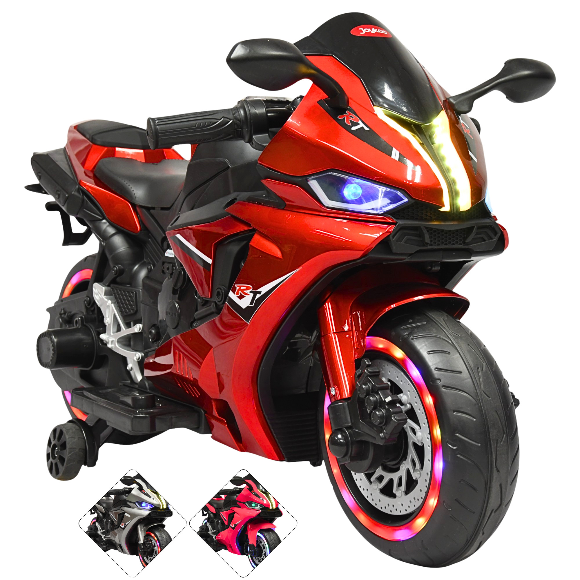 Foto 1 | Moto Montable Eléctrica Para Niños Luces Led Sonido Batería 12v Ruedas Con Luz - Rojo