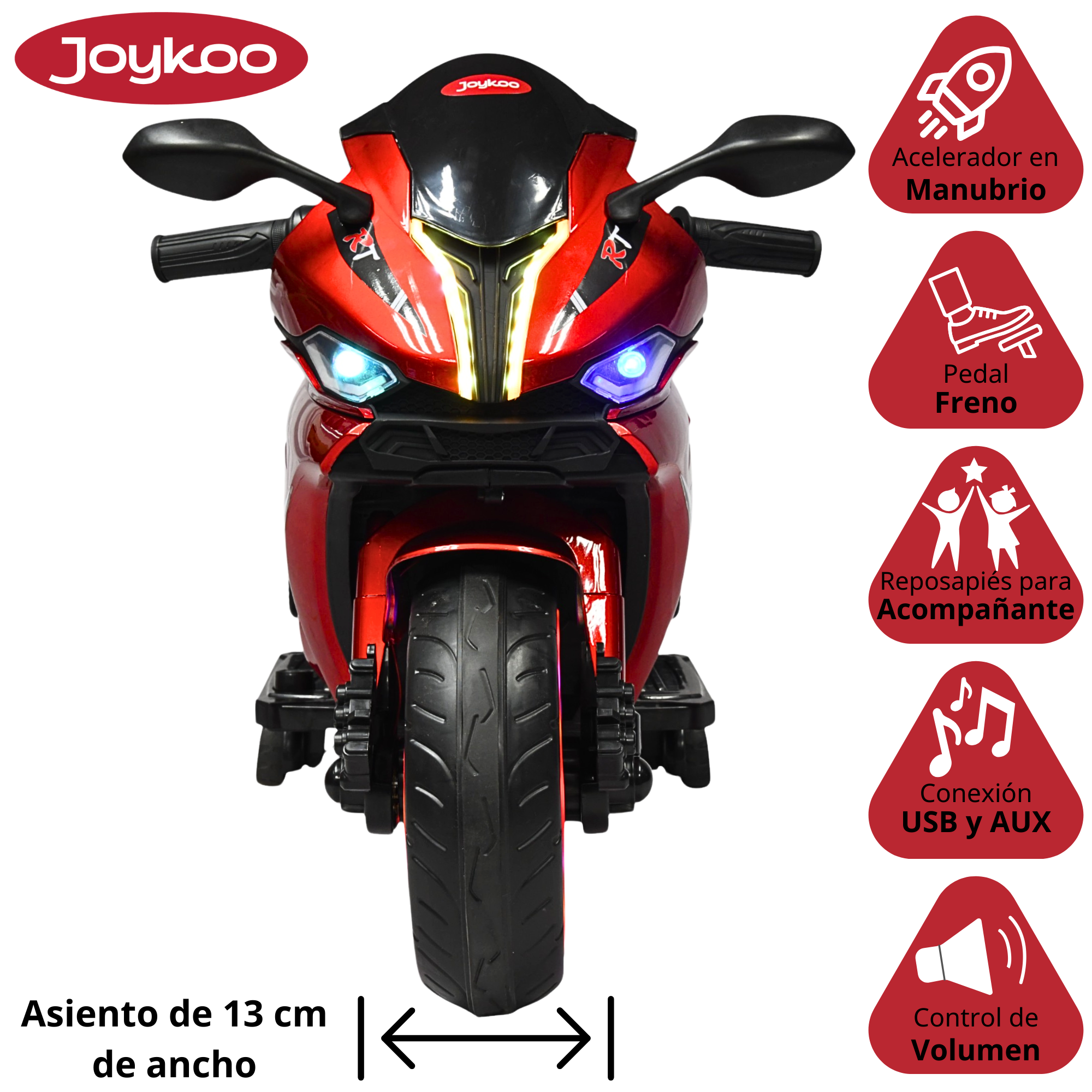 Foto 4 pulgar | Moto Montable Eléctrica Para Niños Luces Led Sonido Batería 12v Ruedas Con Luz - Rojo