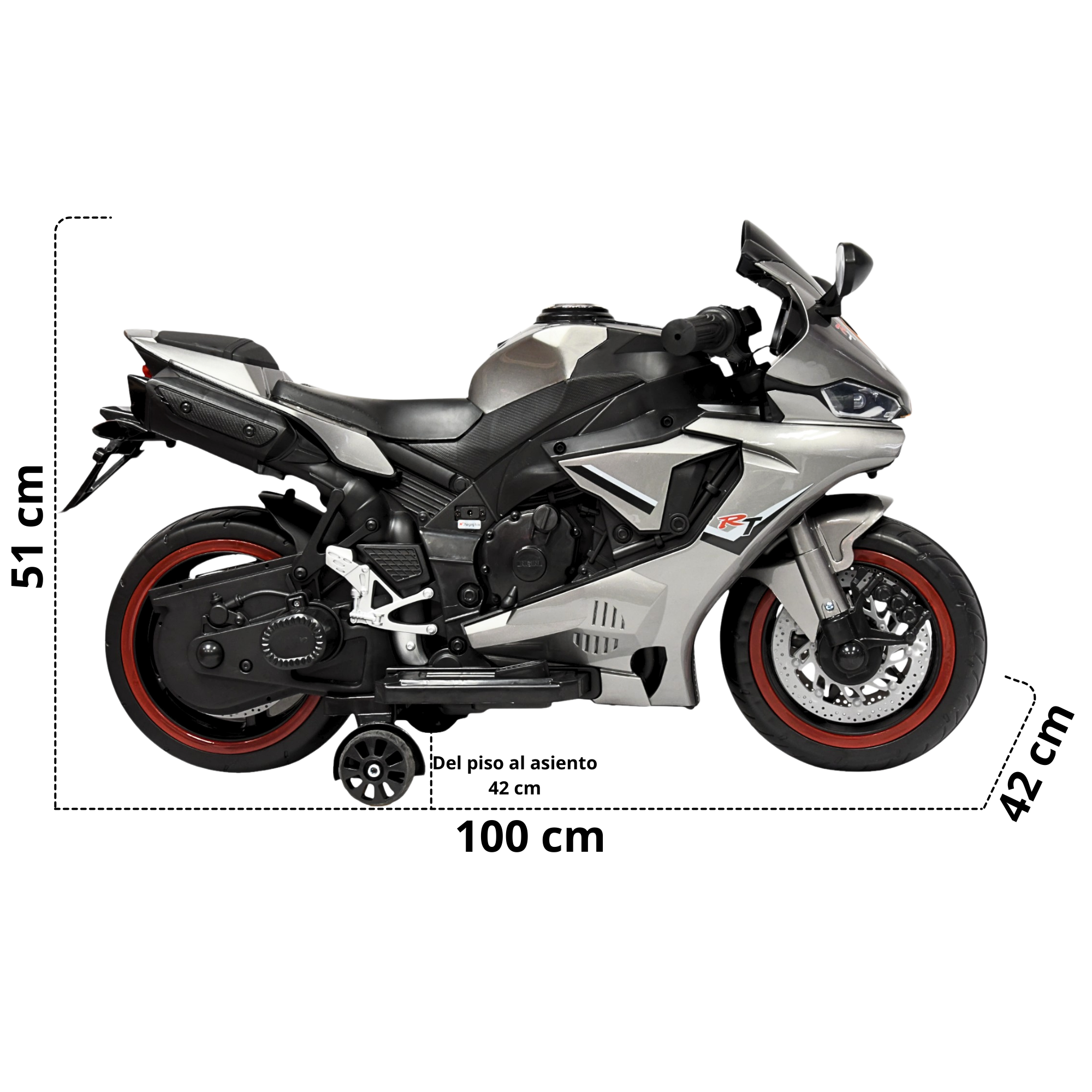 Foto 5 | Moto Montable Eléctrica Para Niños Luces Led Sonido Batería 12v Ruedas Con Luz - Gris