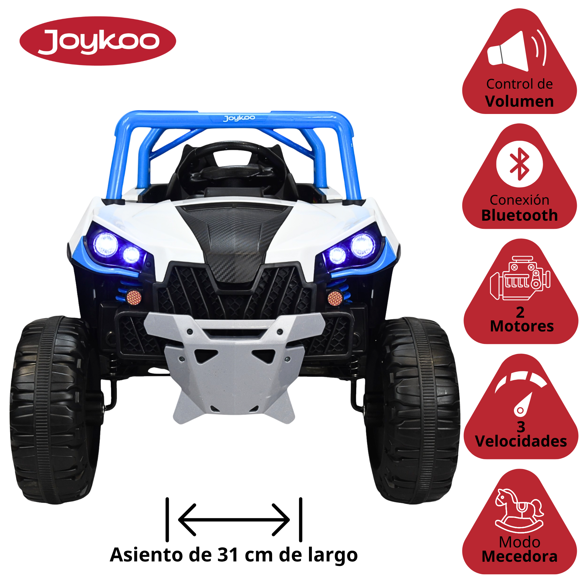 Foto 4 pulgar | Montable Eléctrico Para Niños 4x4 Luz Sonido Bluetooth Control Remoto 12v - Azul