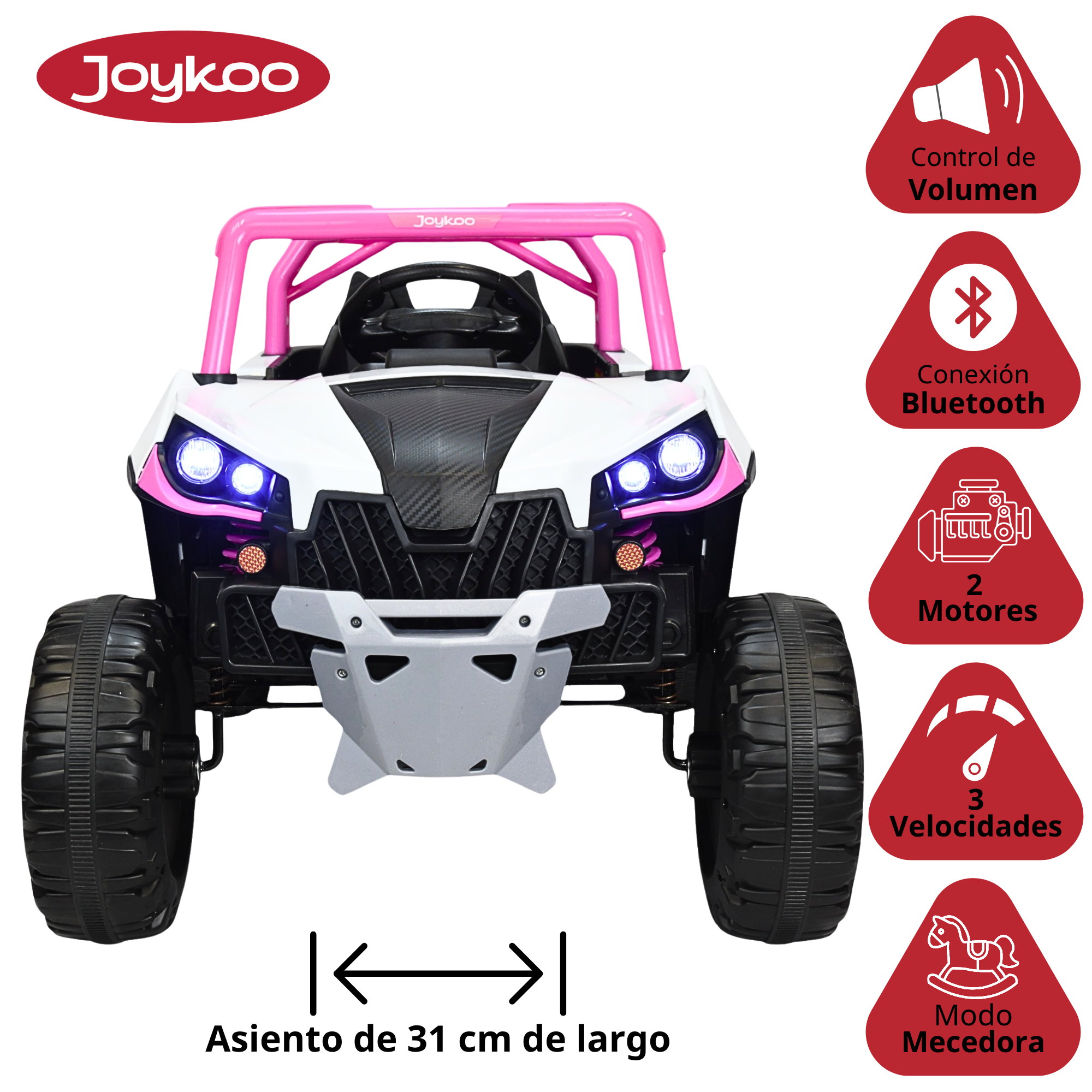 Foto 3 | Montable Eléctrico Para Niños 4x4 Luz Sonido Bluetooth Control Remoto 12v - Rosa