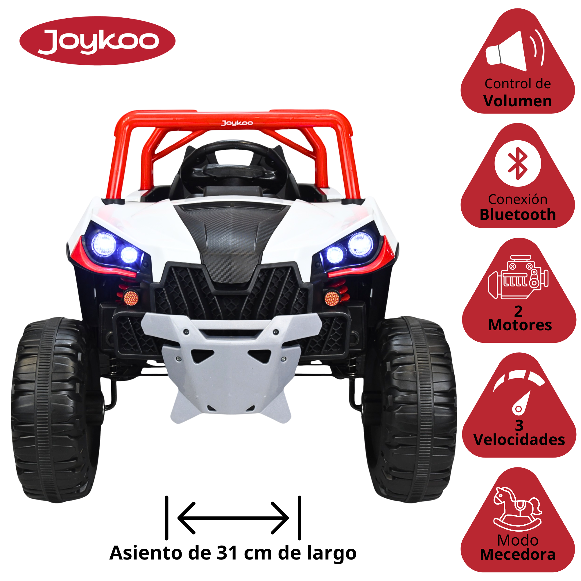 Foto 4 pulgar | Montable Eléctrico Para Niños 4x4 Luz Sonido Bluetooth Control Remoto 12v - Rojo