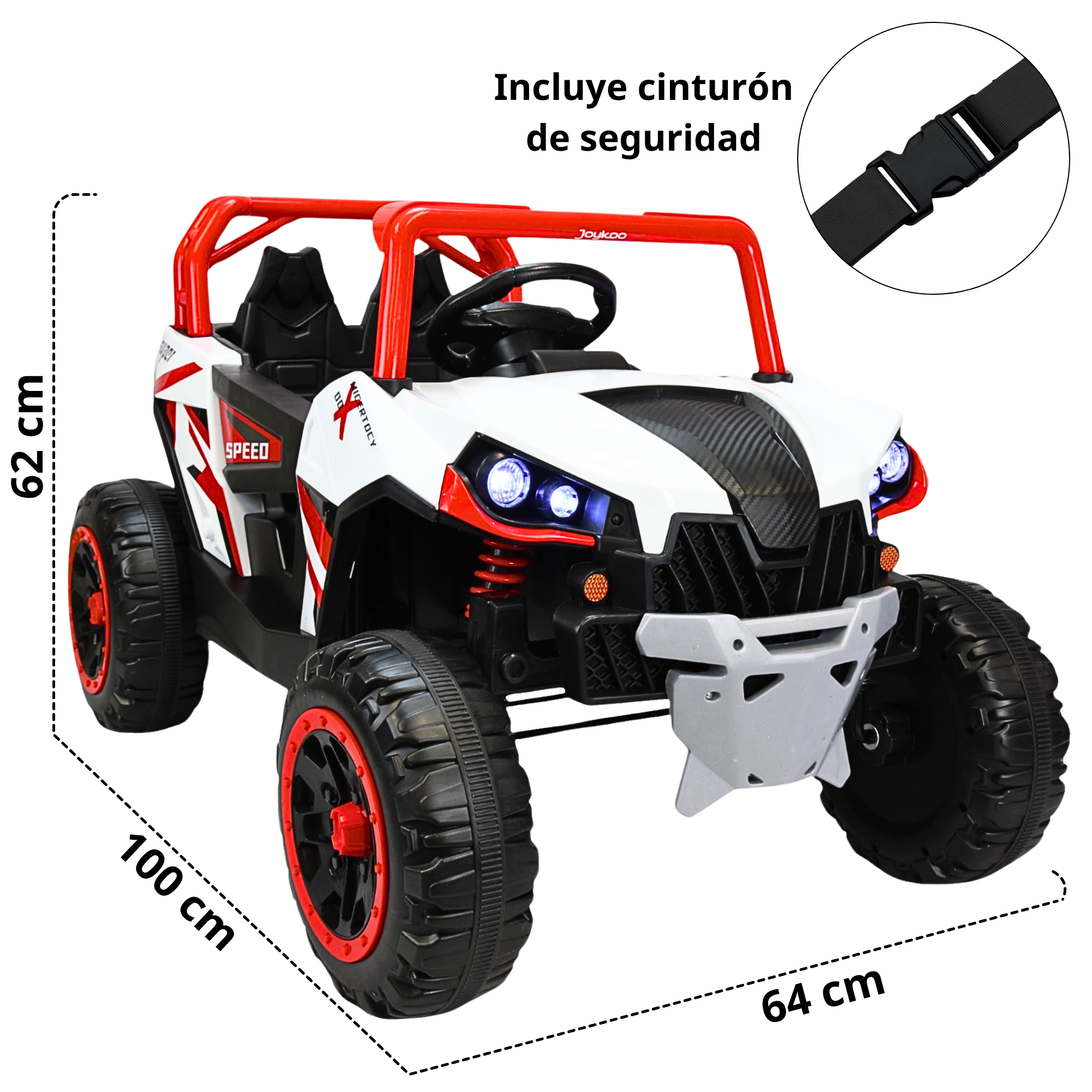 Foto 5 pulgar | Montable Eléctrico Para Niños 4x4 Luz Sonido Bluetooth Control Remoto 12v - Rojo