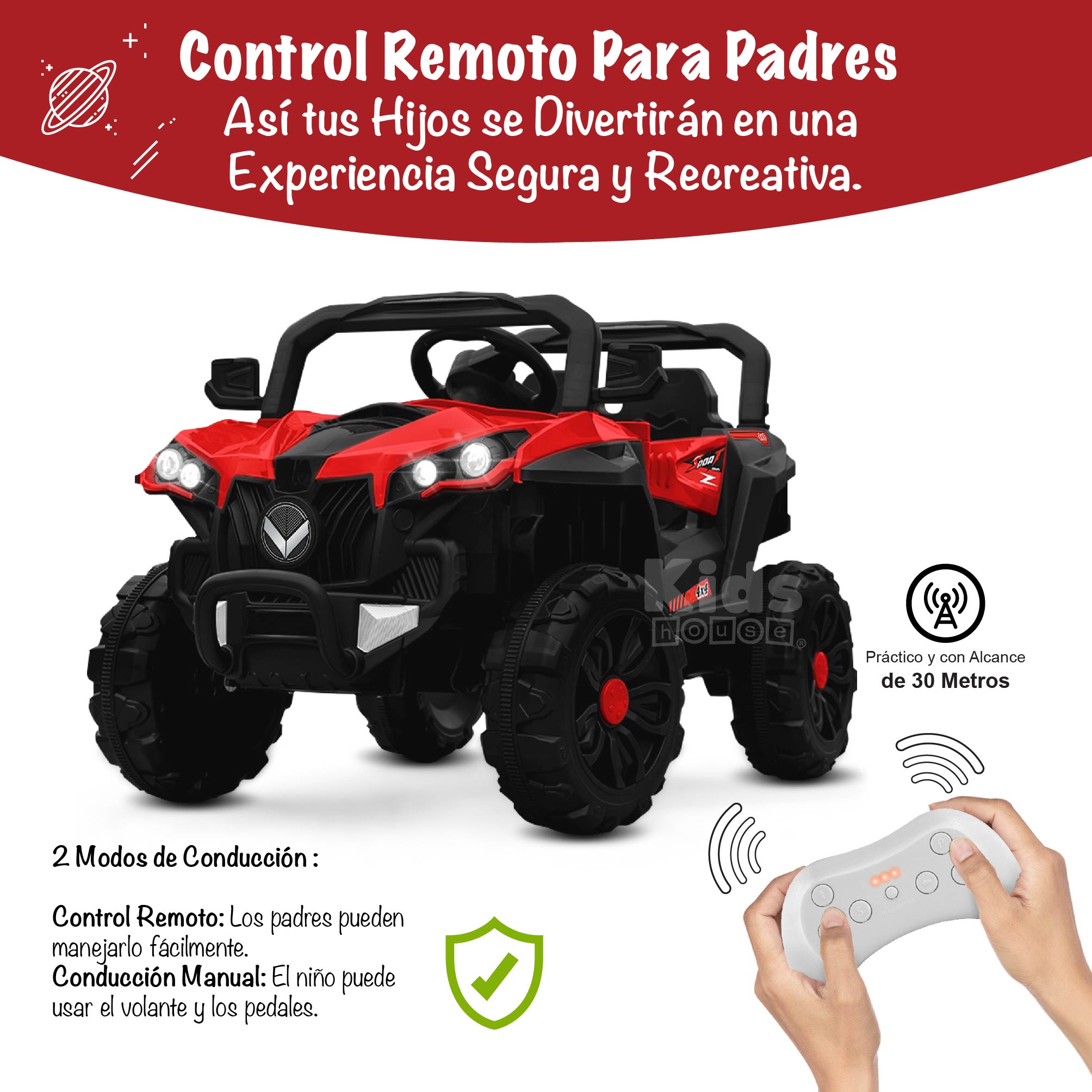Foto 5 pulgar | Montable Eléctrico Kids House Rojo