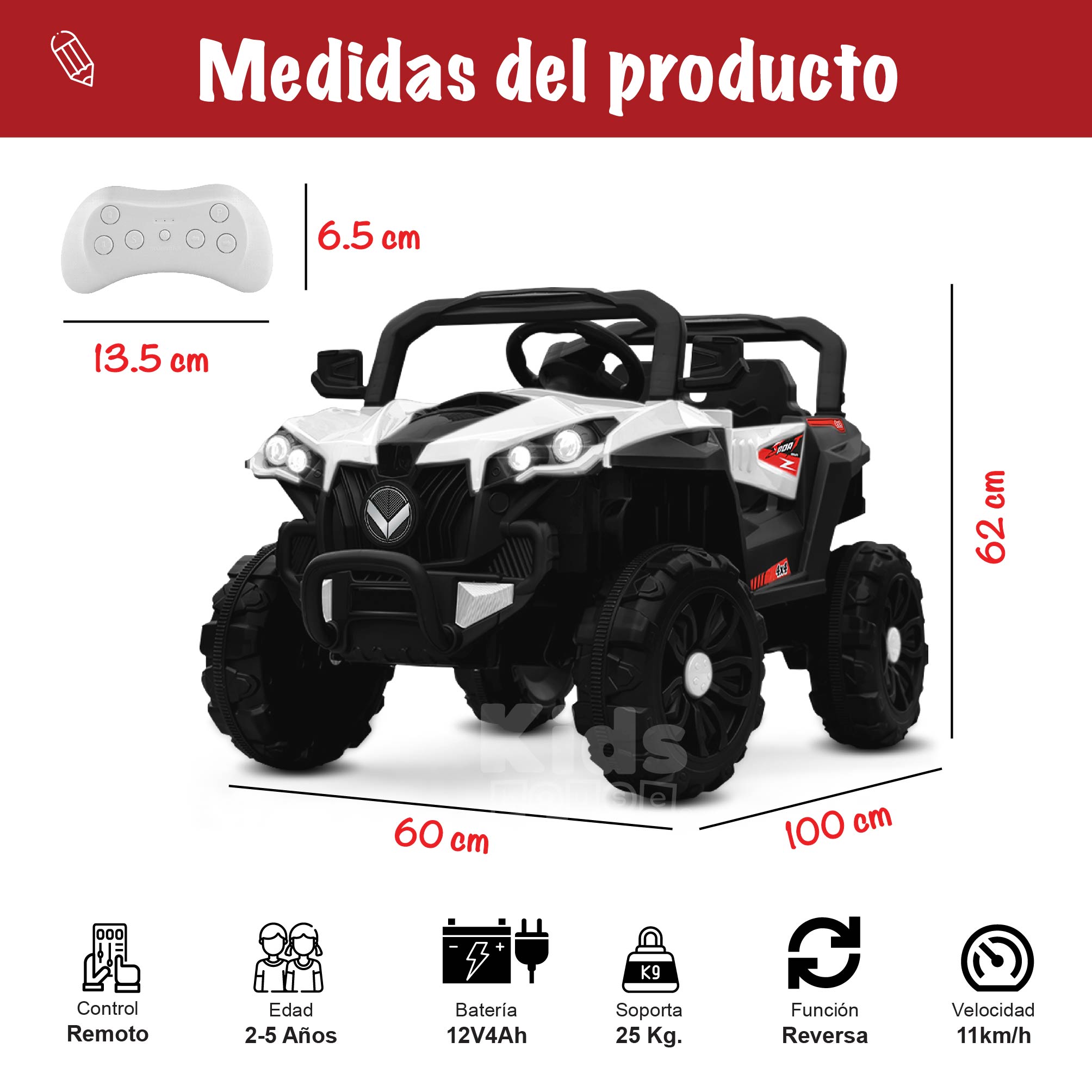 Foto 4 pulgar | Montable Eléctrico Kids House Blanco