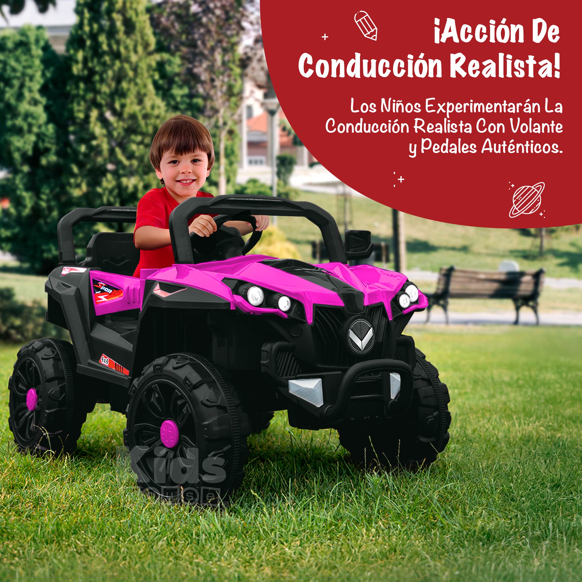Foto 5 pulgar | Montable Eléctrico Kids House Buggy Rocket Rosa