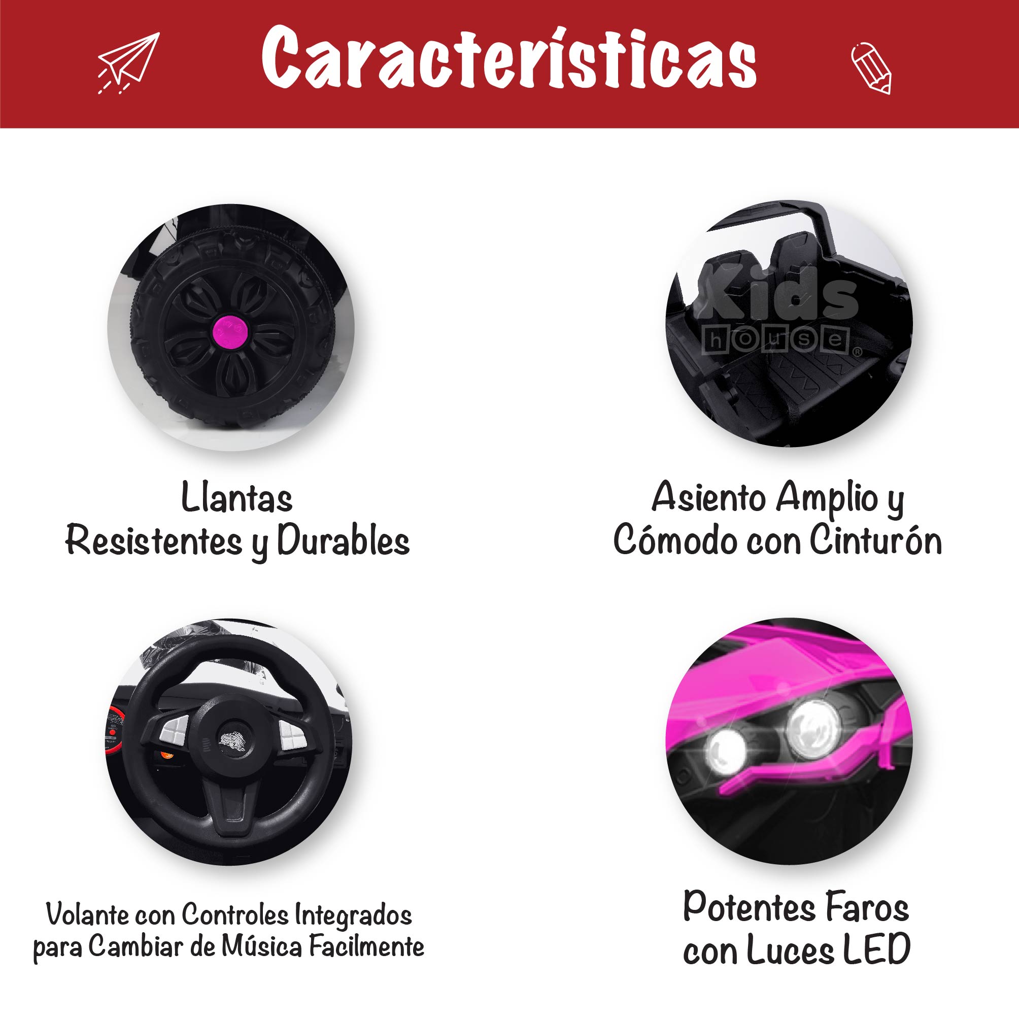 Foto 7 pulgar | Montable Eléctrico Kids House Buggy Rocket Rosa