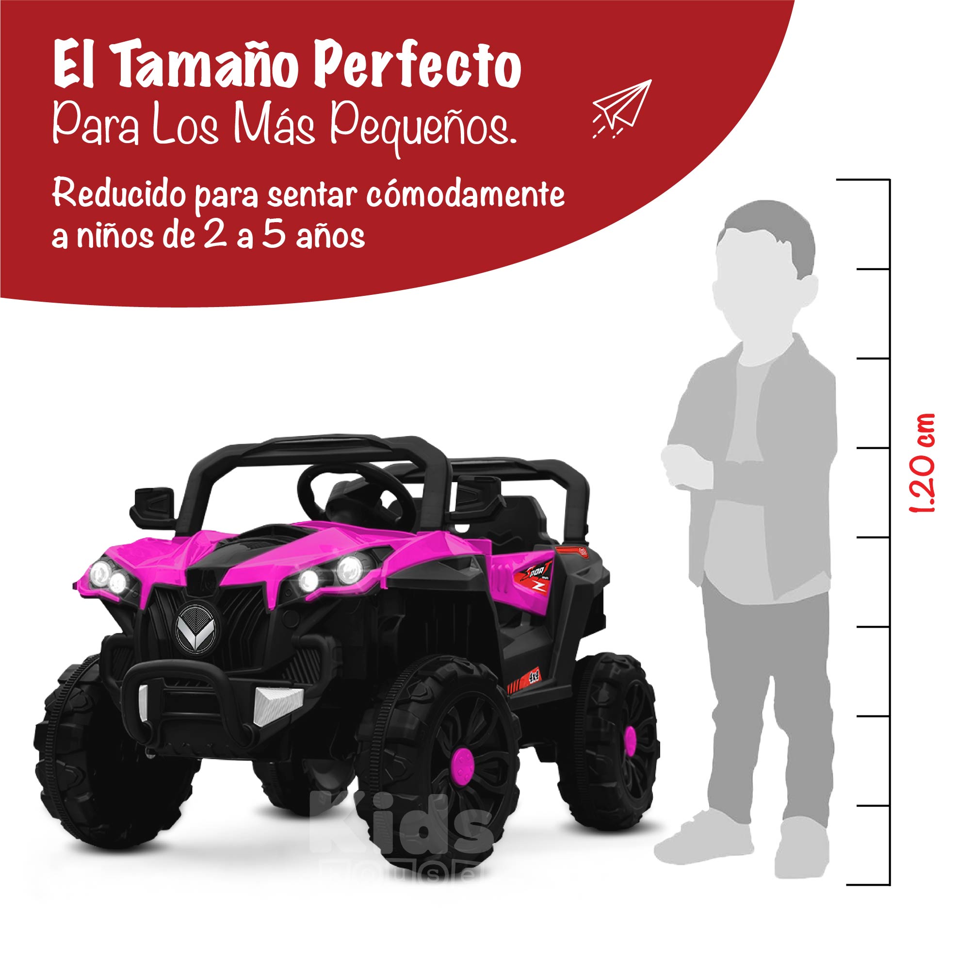Foto 9 pulgar | Montable Eléctrico Kids House Buggy Rocket Rosa