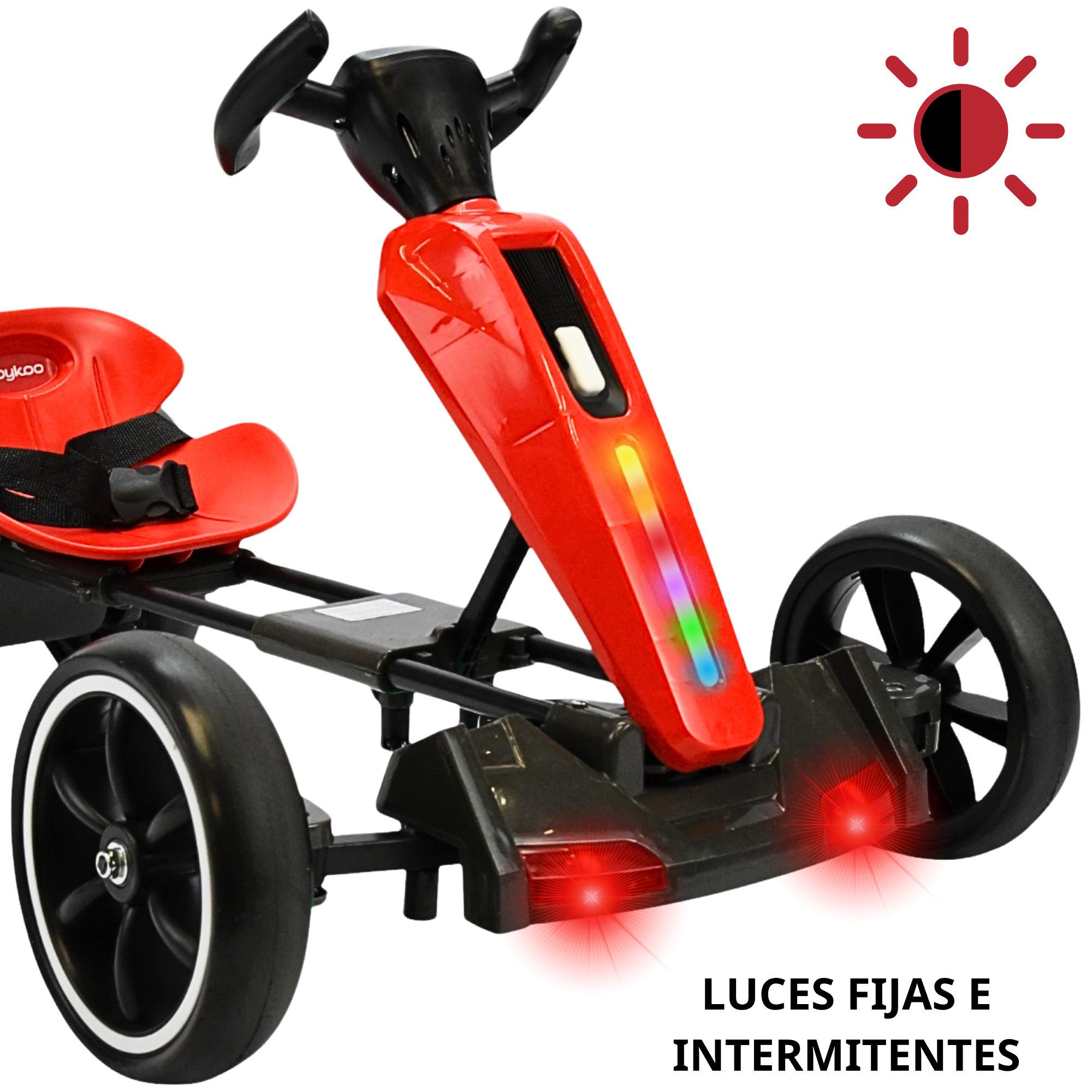 Foto 3 pulgar | Montable Eléctrico Para Niños Go Kart Luz Sonido Bluetooth Batería 12v - Rojo