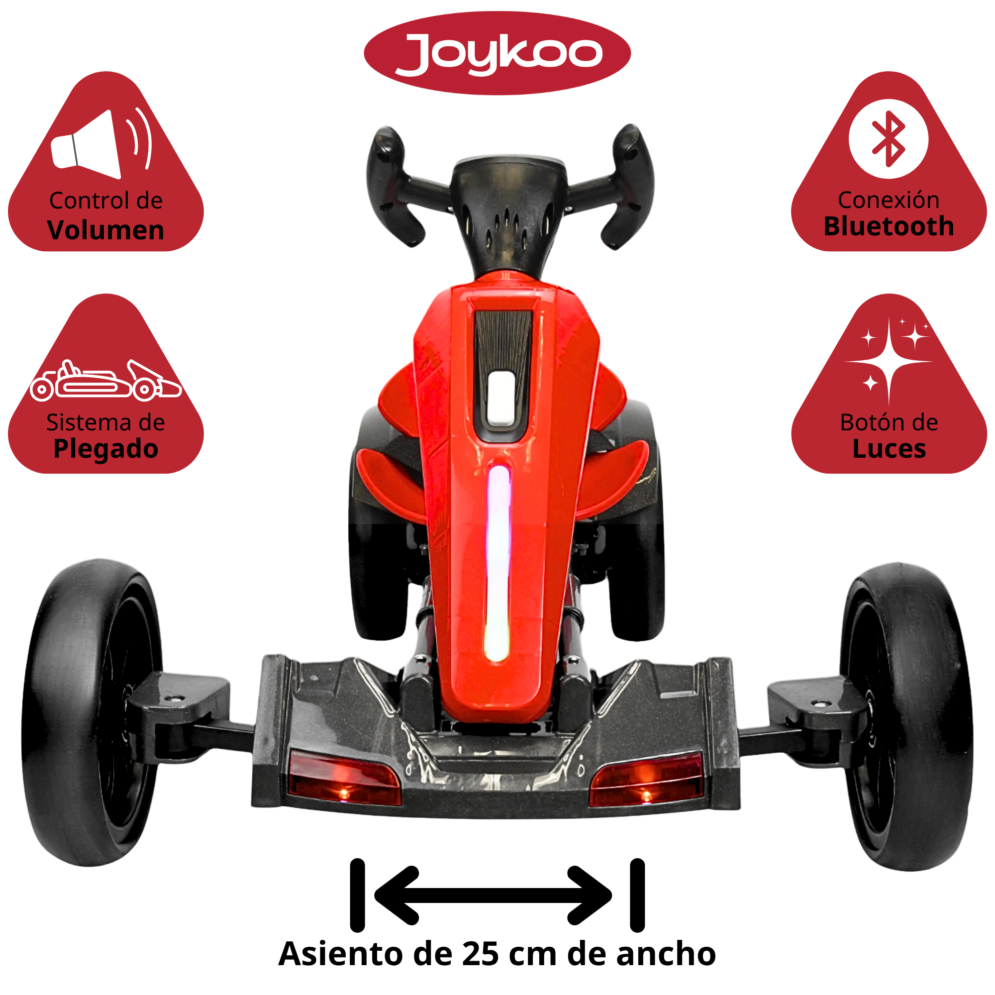 Foto 4 pulgar | Montable Eléctrico Para Niños Go Kart Luz Sonido Bluetooth Batería 12v - Rojo