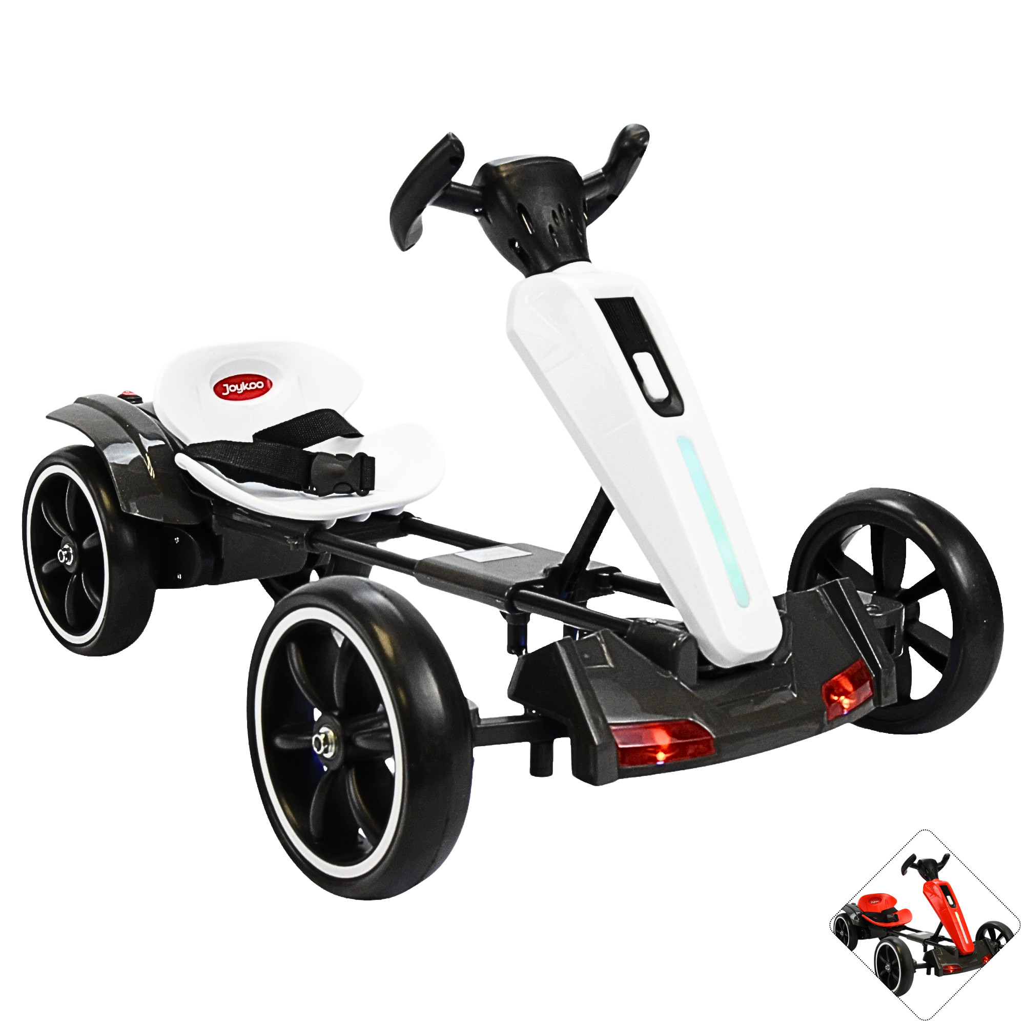 Foto 2 pulgar | Montable Eléctrico Para Niños Go Kart Luz Sonido Bluetooth Batería 12v - Blanco