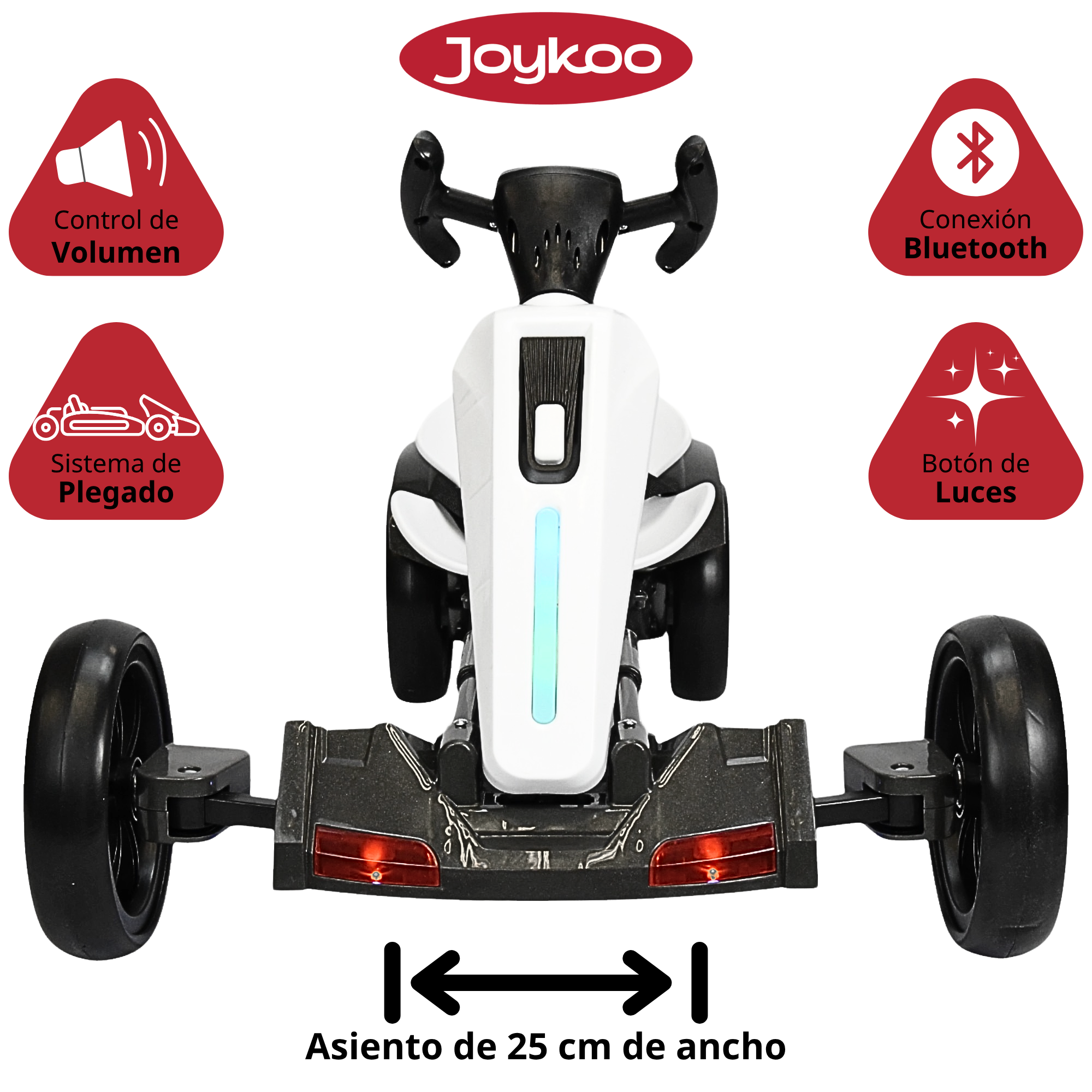 Foto 4 pulgar | Montable Eléctrico Para Niños Go Kart Luz Sonido Bluetooth Batería 12v - Blanco