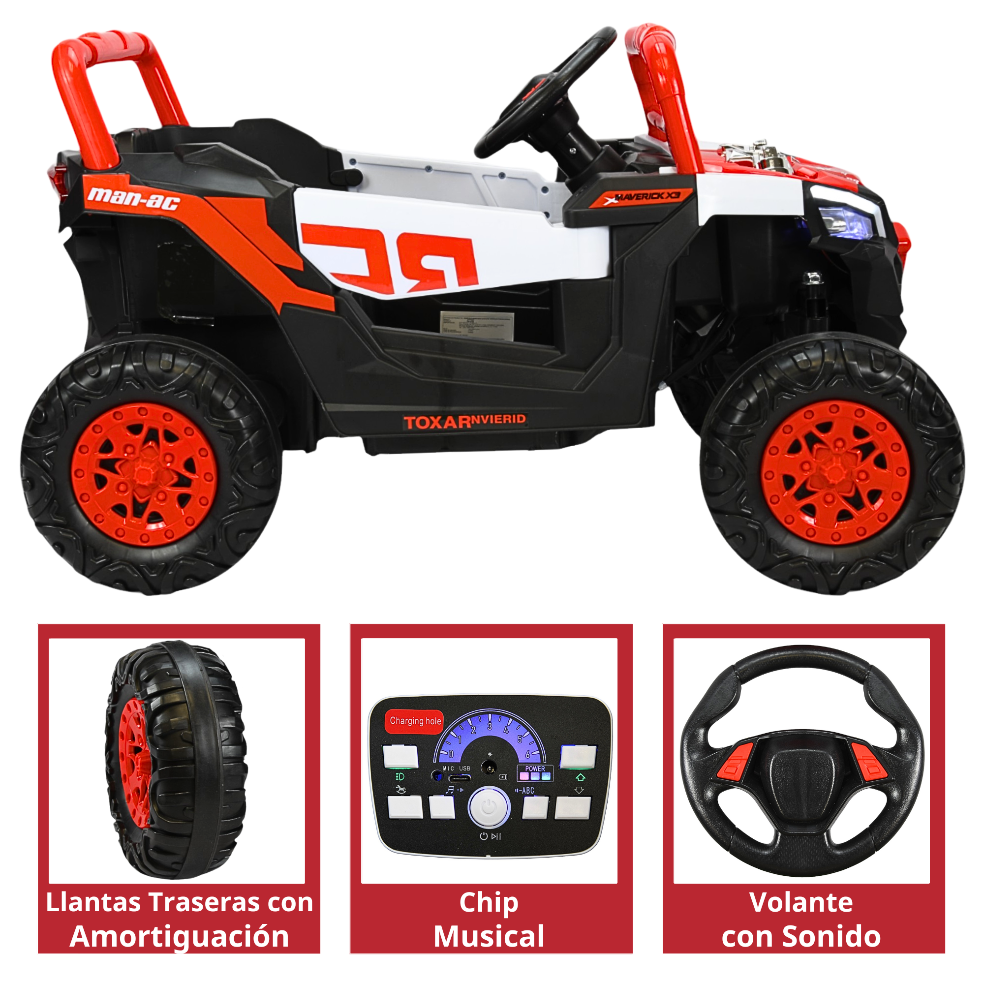 Foto 5 pulgar | Montable Electrico Para Niños Mini 4x4 Bluetooth Luz Sonido Batería 12v - Rojo